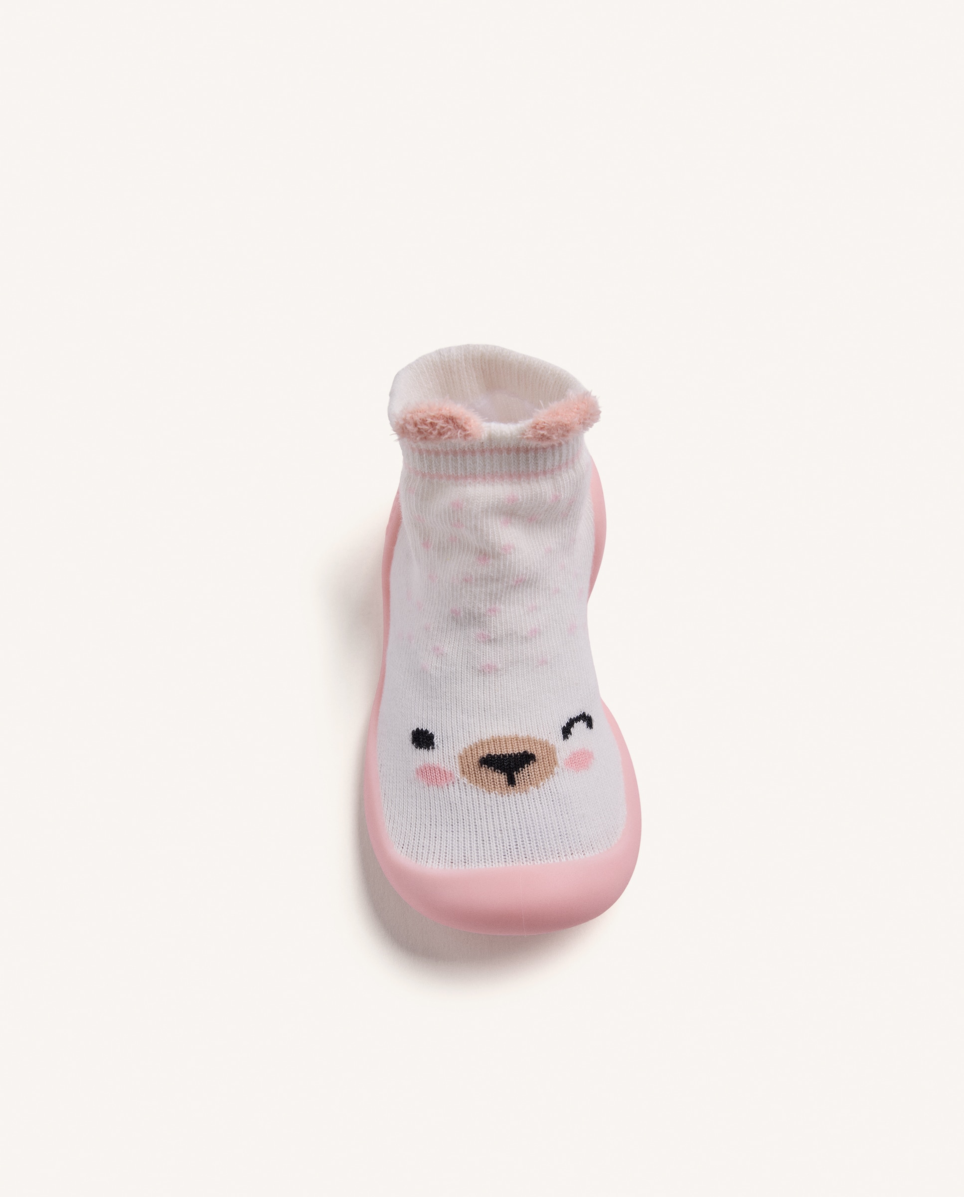 Zapatillas de casa cerradas de bebé niña tipo calcetín con carita de animal - Gioseppo - Rosa Rosa-3