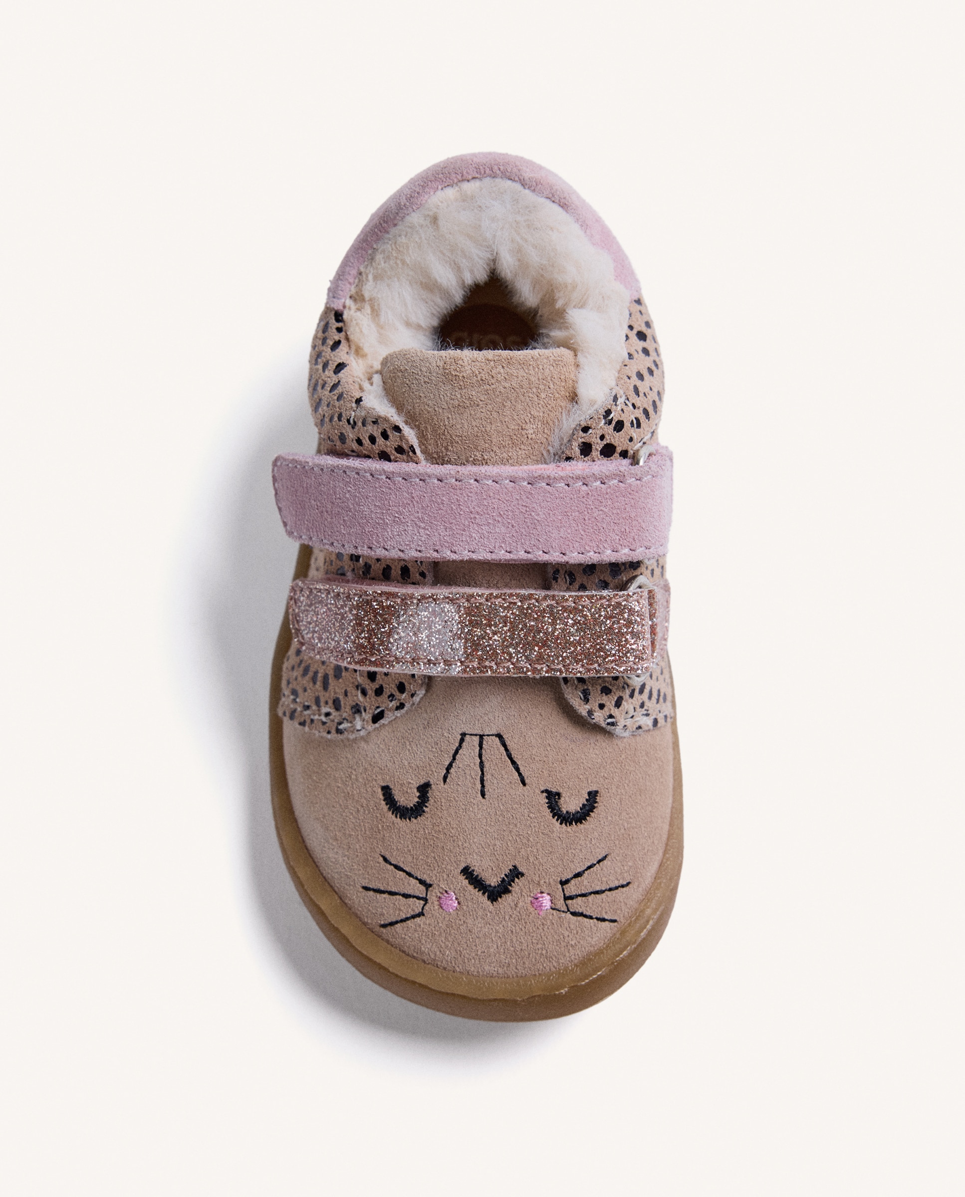 Zapatillas deportivas de bebé niña de piel con detalles brillantes y bordado barefoot - Gioseppo - Estampado Estampado-3