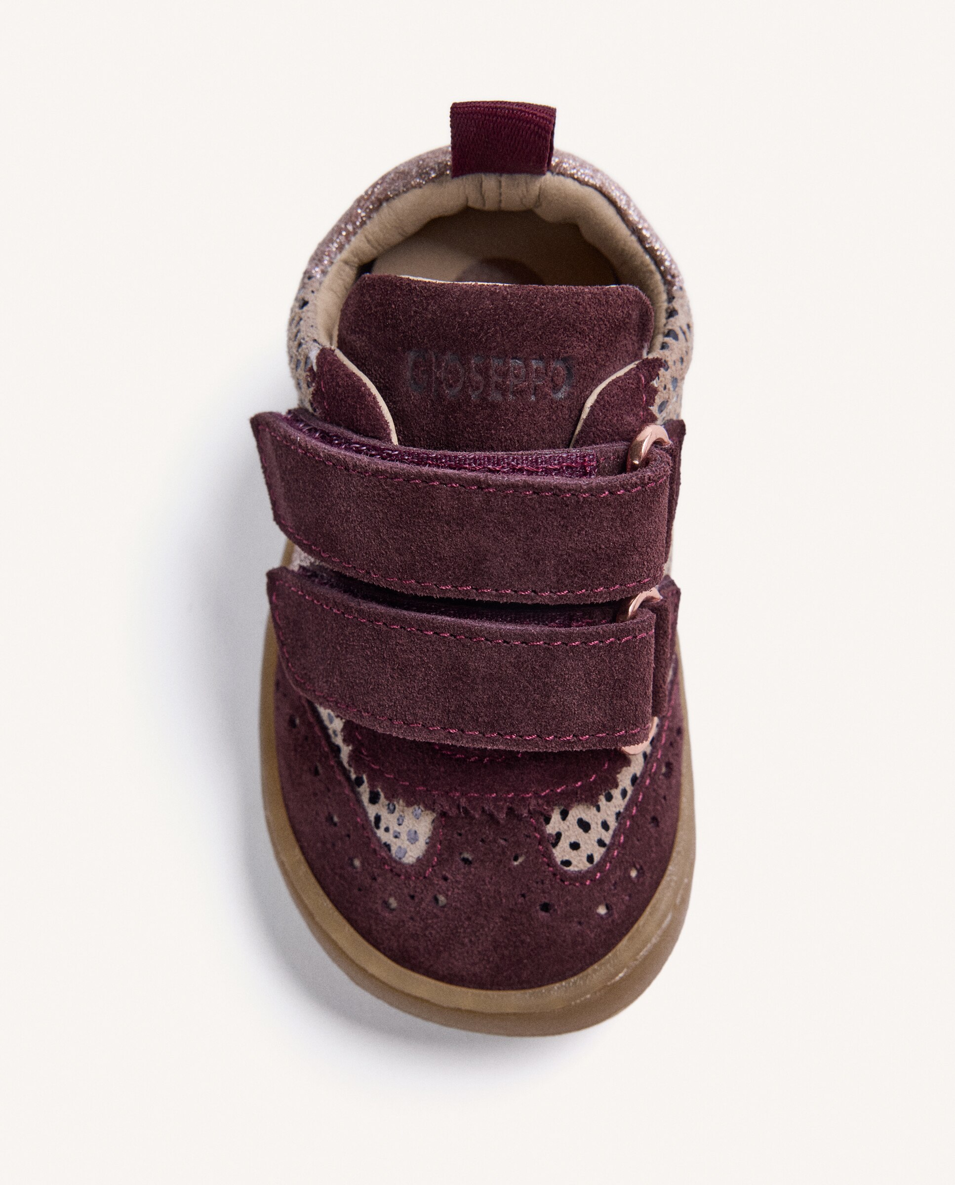 Zapatillas deportivas de bebé niña de piel con estampado de leopardo barefoot - Gioseppo - Burdeos Burdeos-3