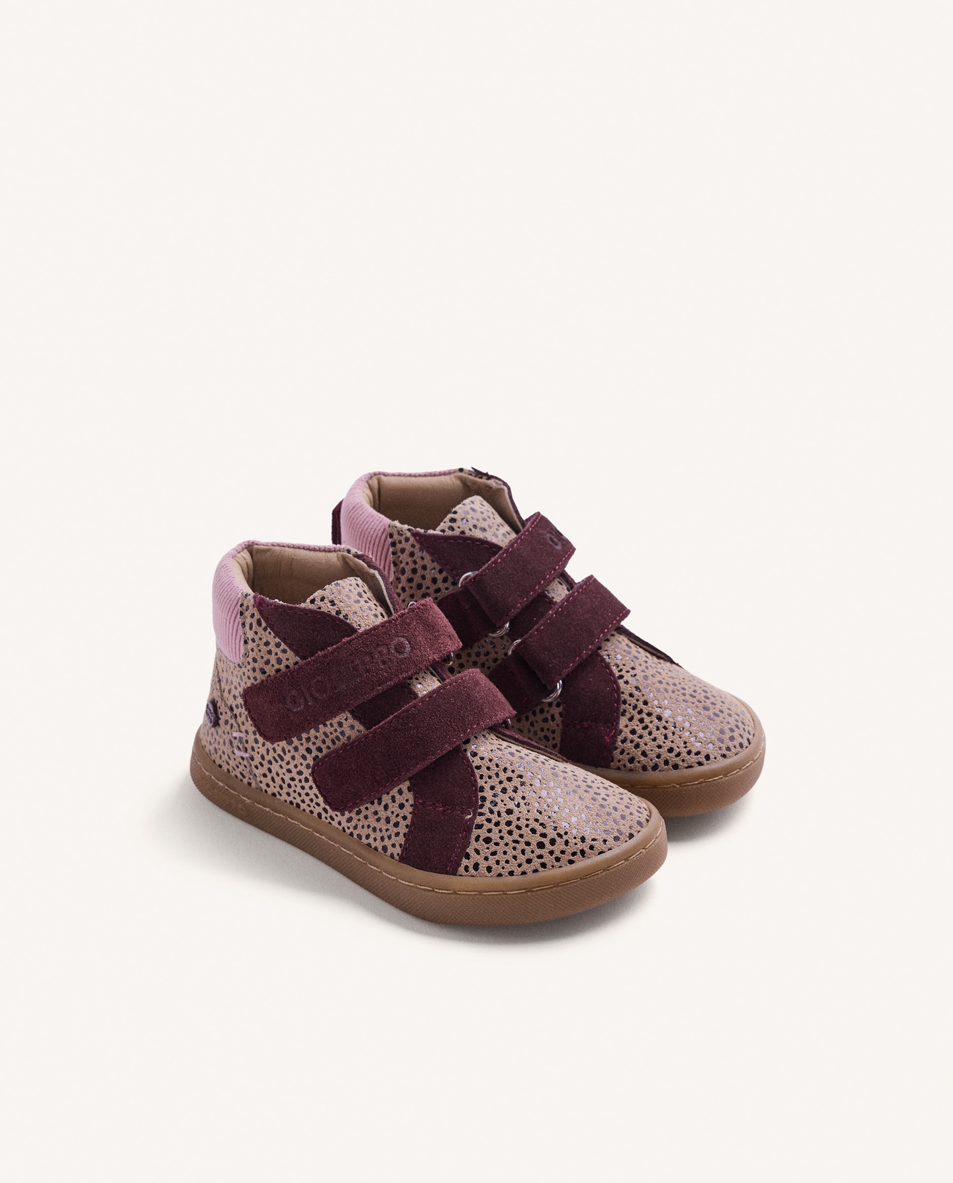 Botines de niña de piel barefoot con animal print y doble cierre adherente - Gioseppo - Burdeos Burdeos-2