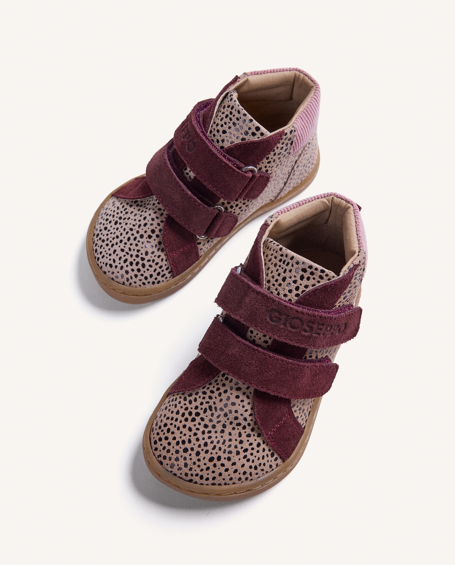 Botines de niña de piel barefoot con animal print y doble cierre adherente - Gioseppo - Burdeos Burdeos-3