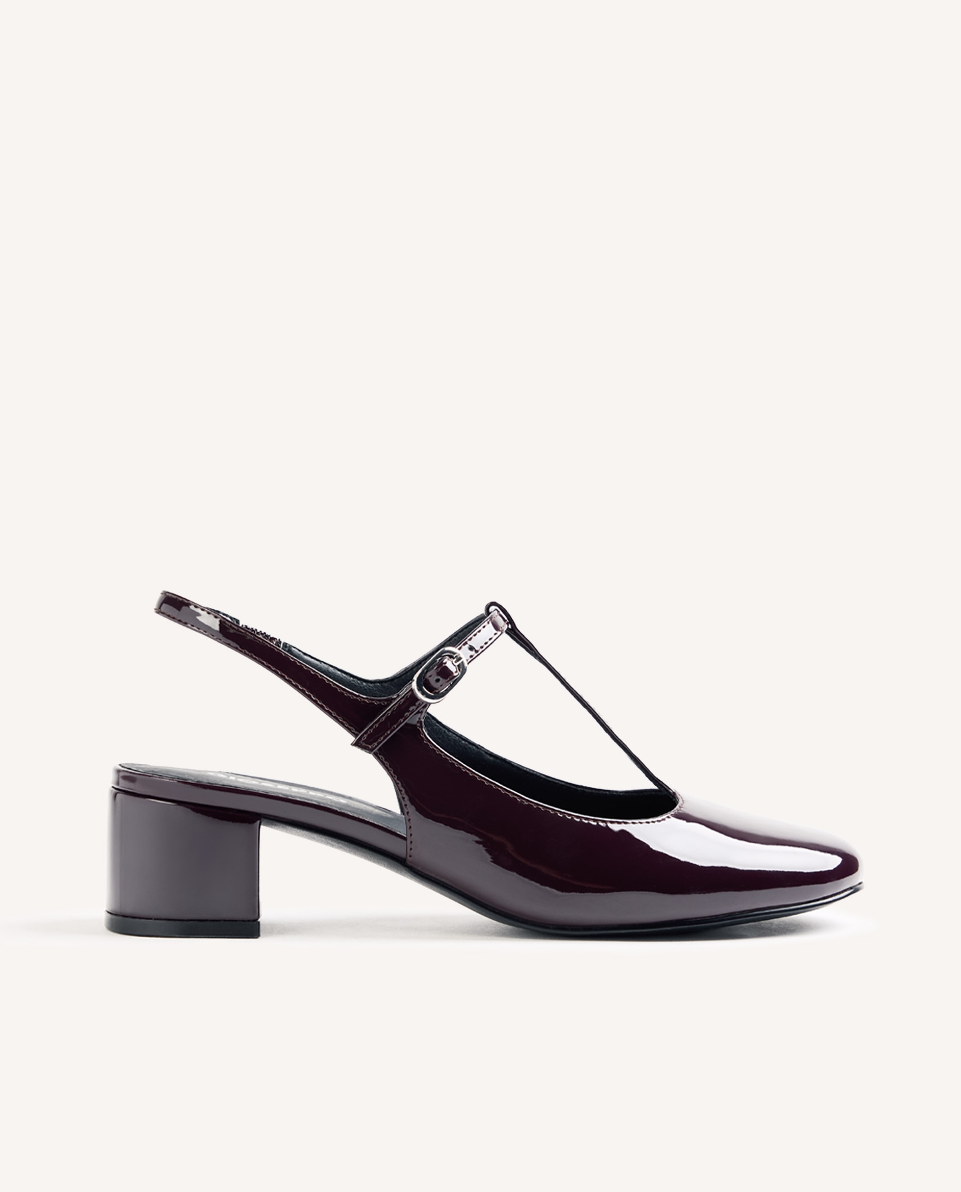 Zapatos de salón de mujer estilo mary-jane destalonados con acabado en efecto charol - Gioseppo - Burdeos Burdeos-1