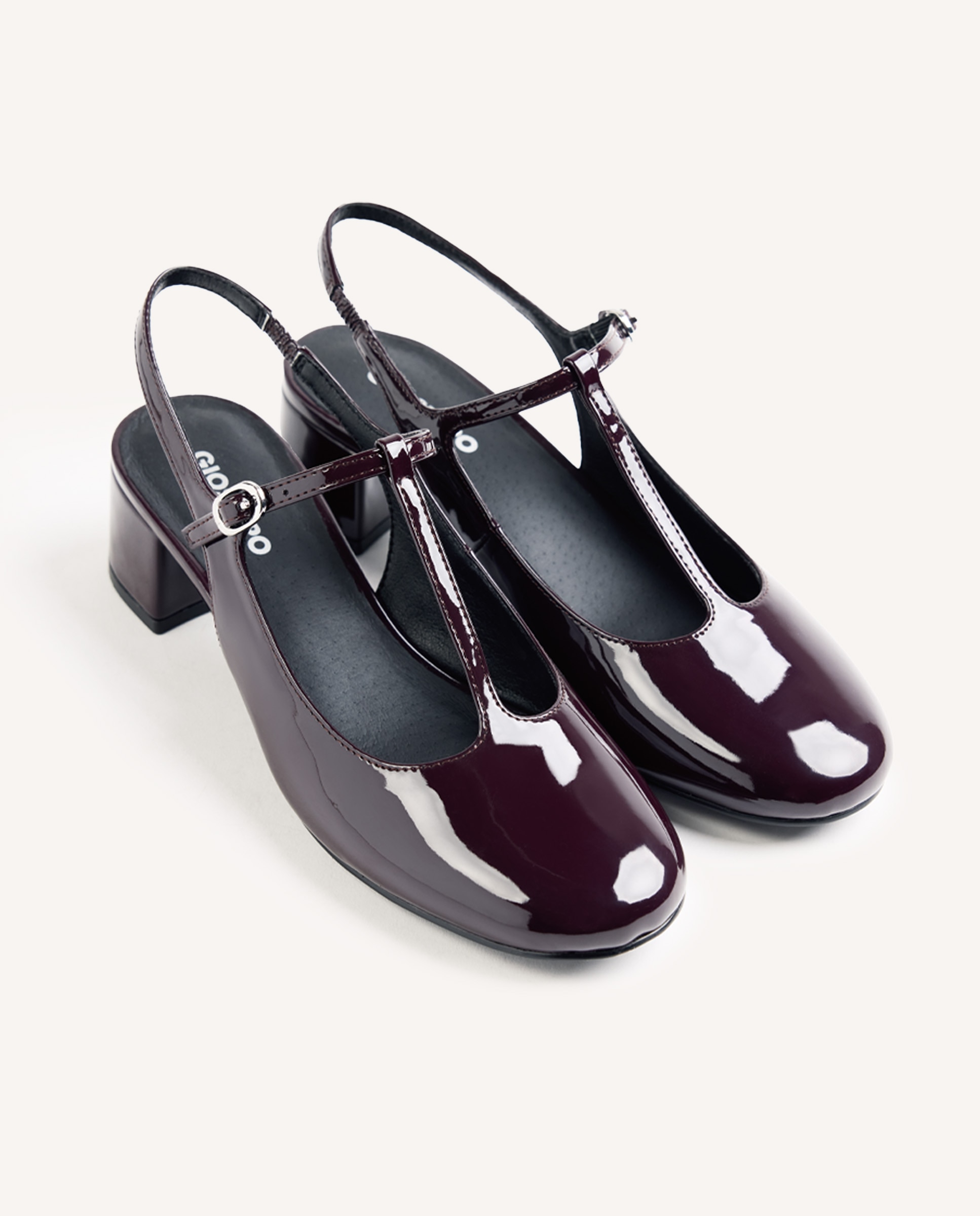 Zapatos de salón de mujer estilo mary-jane destalonados con acabado en efecto charol - Gioseppo - Burdeos Burdeos-3