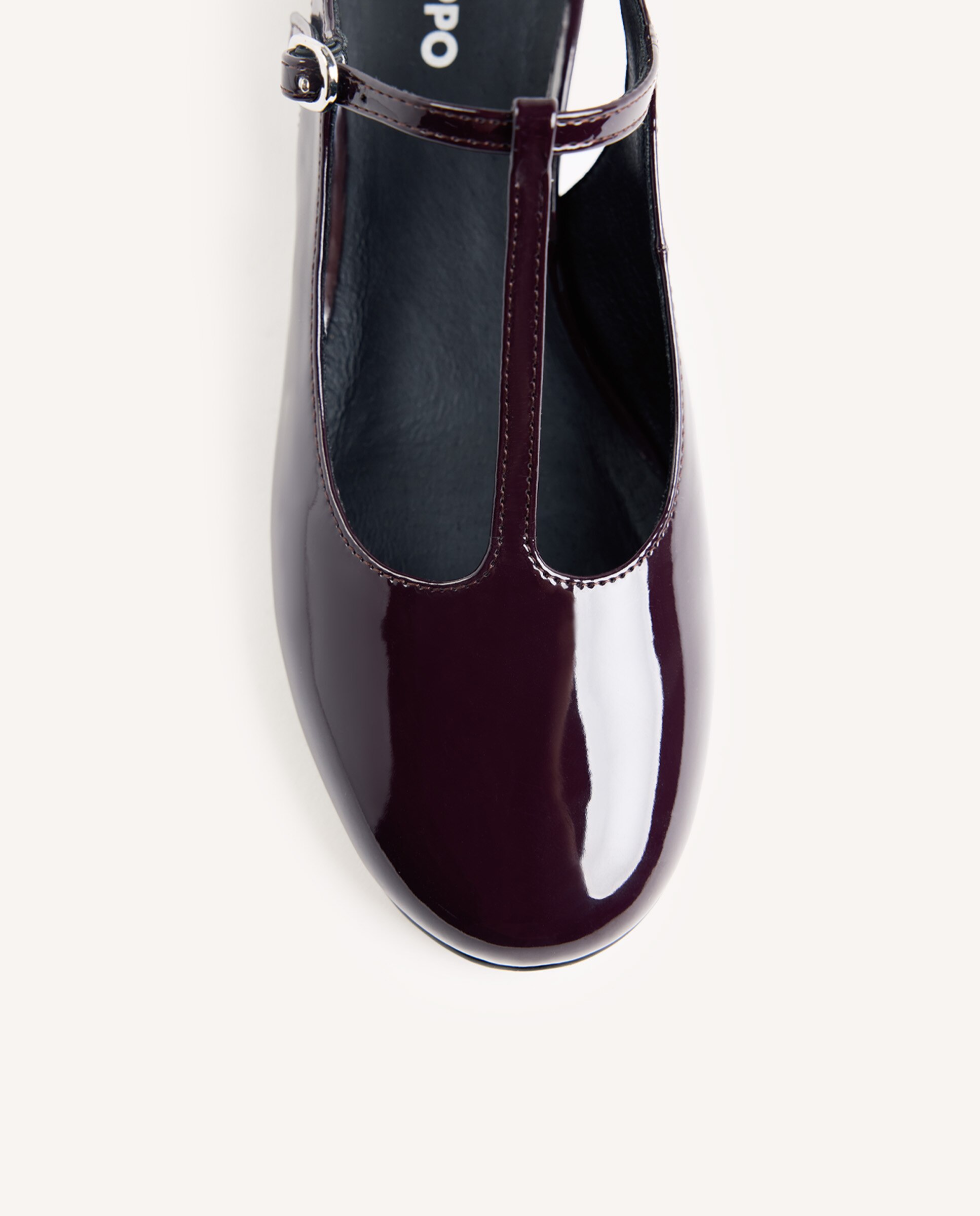 Zapatos de salón de mujer estilo mary-jane destalonados con acabado en efecto charol - Gioseppo - Burdeos Burdeos-2