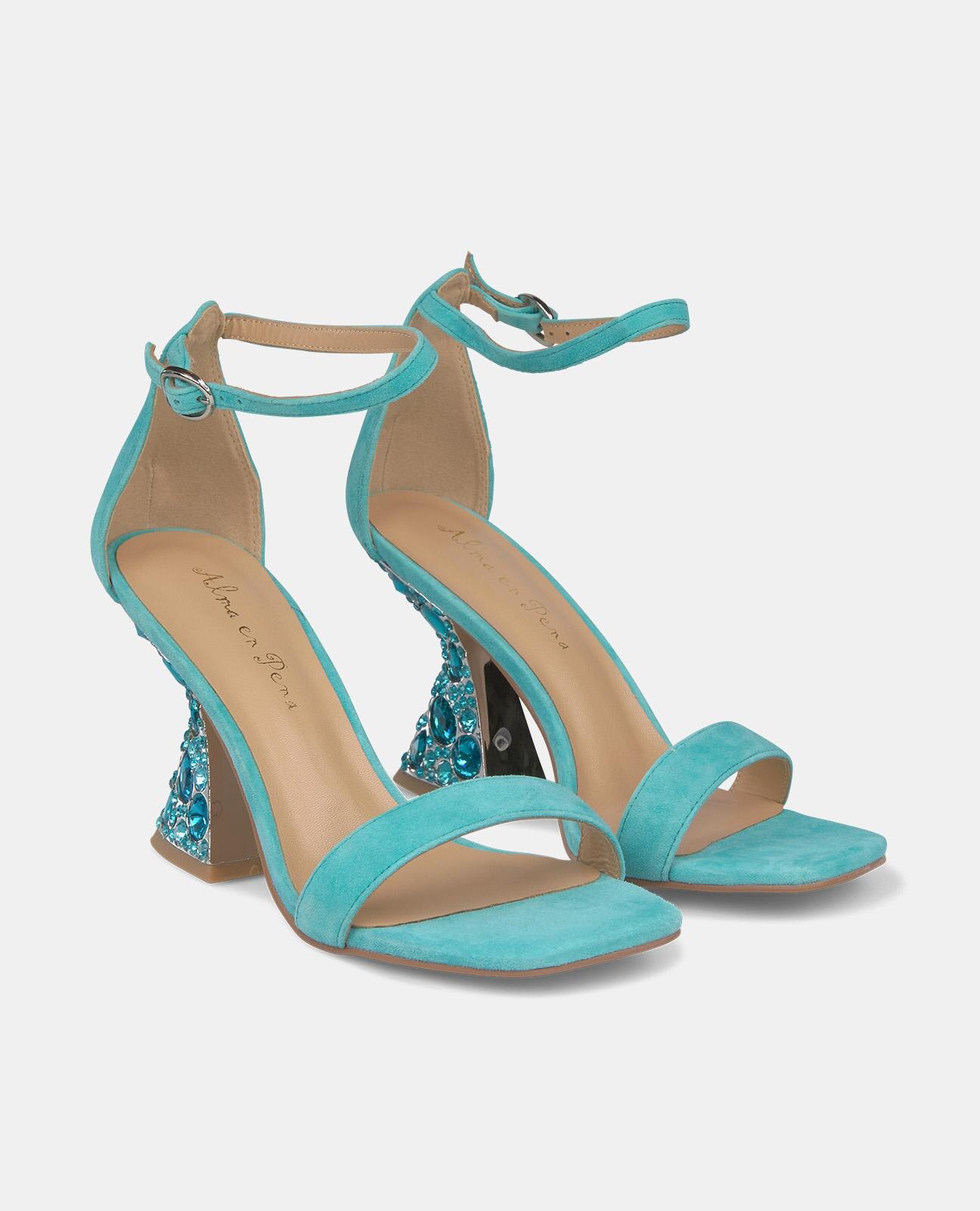 Sandalias azul marino online tacon