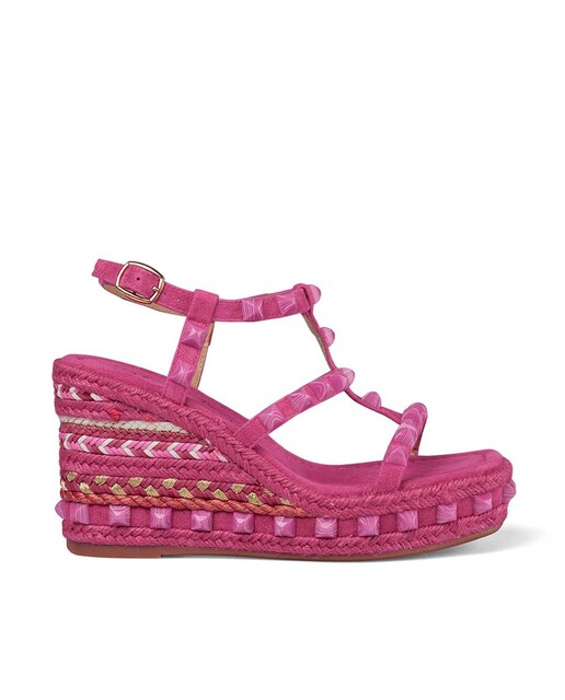 Imagen 0 de Sandalias de cuña de mujer de piel con detalle trenzado y cierre de hebilla