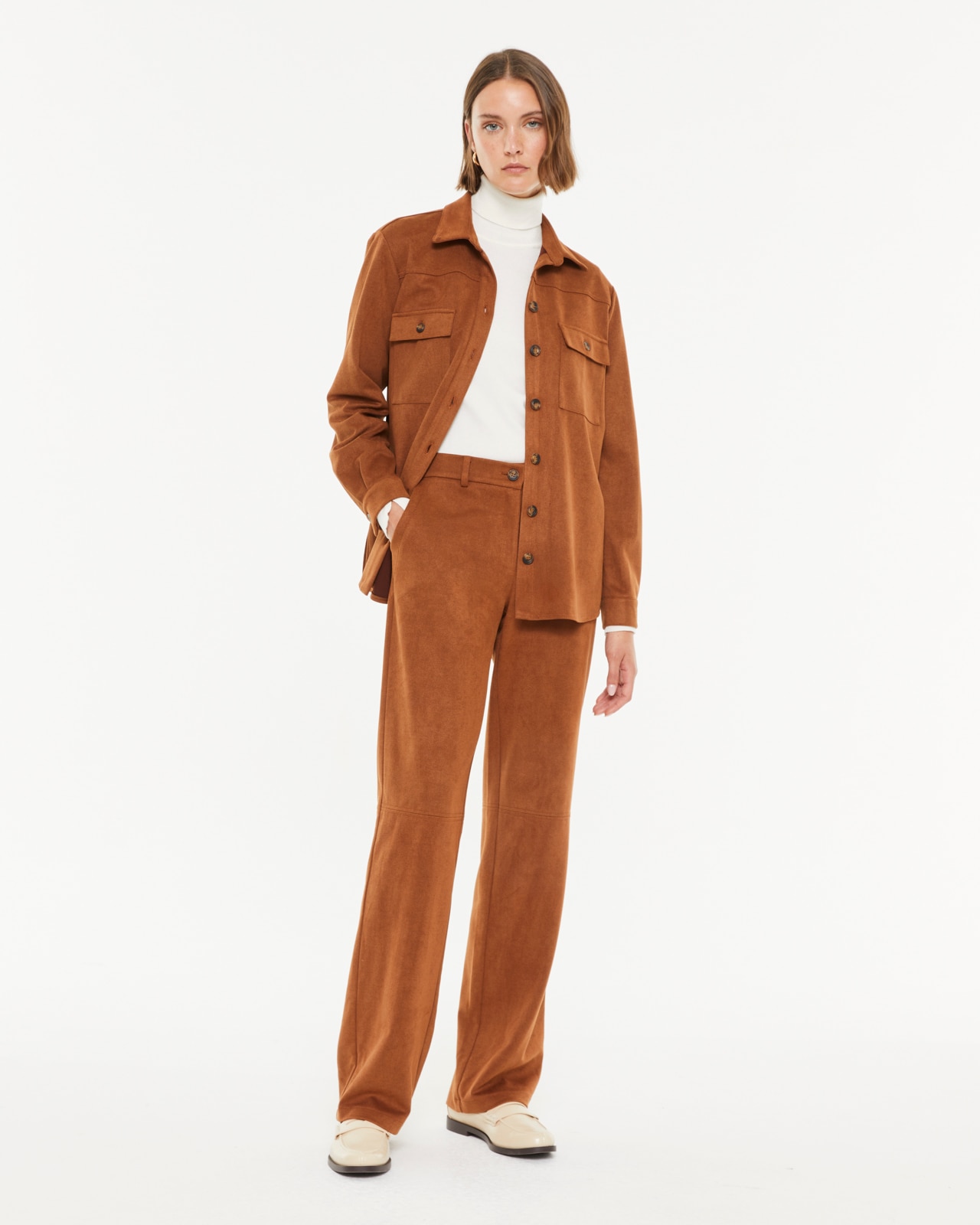 Paz Torras - Chaqueta De Mujer Tipo Sobrecamisa Efecto Ante