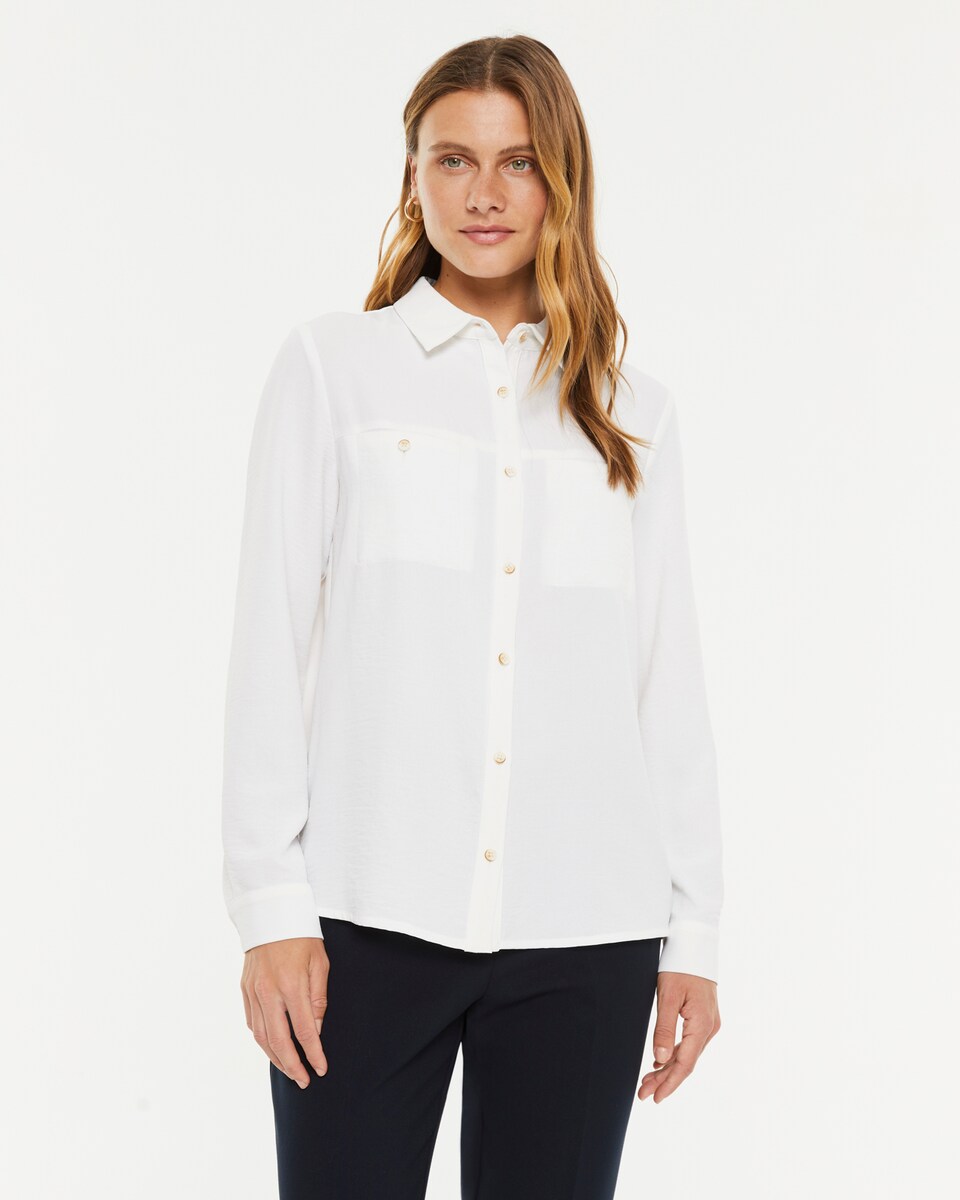 Camisa de mujer manga larga cuello camisero · Paz Torras · El