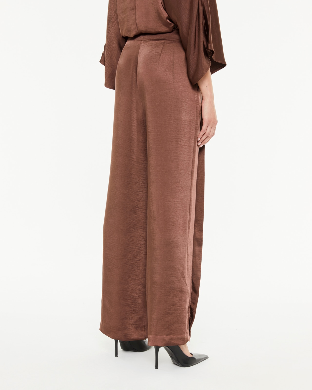 Imagen 3 de Pantalón ancho de mujer satinado - Paz Torras - Marrón Marrón