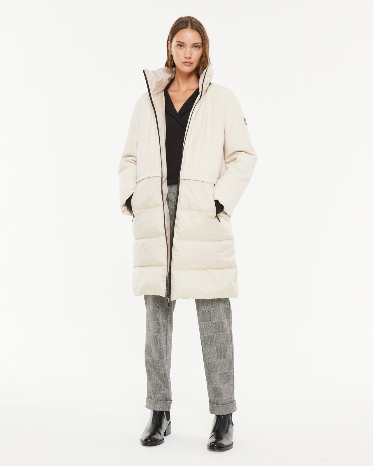 Parka larga de mujer con capucha - Paz Torras - Blanco Blanco-1