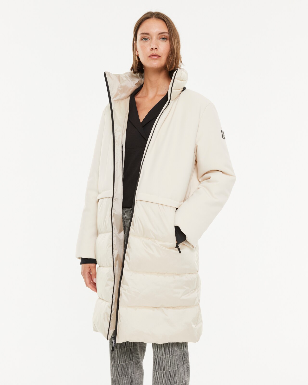 Parka larga de mujer con capucha - Paz Torras - Blanco Blanco-2