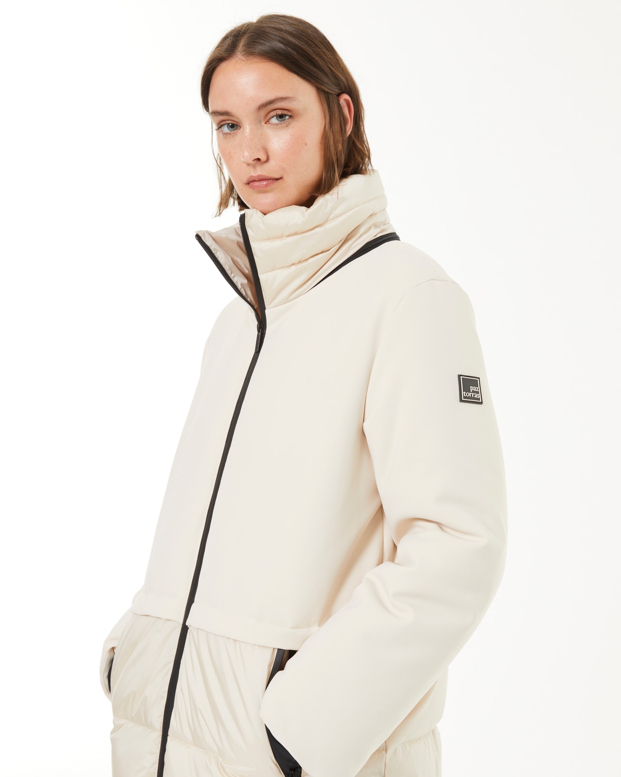 Parka larga de mujer con capucha - Paz Torras - Blanco Blanco-4