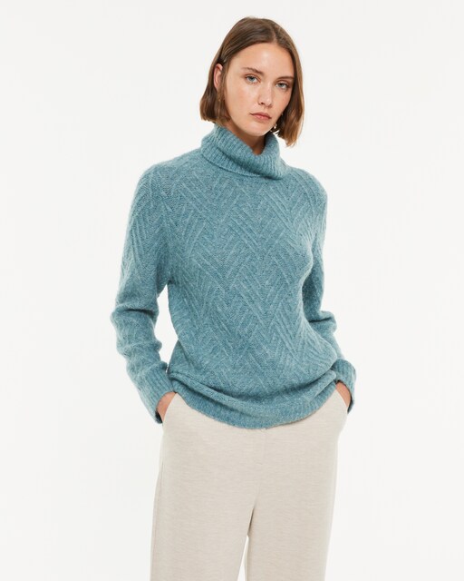 Imagen 0 de Jersey de mujer punto fantasía cuello alto manga larga