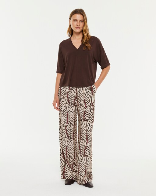 Imagen 0 de Pantalón ancho de mujer estampado cintura elástica