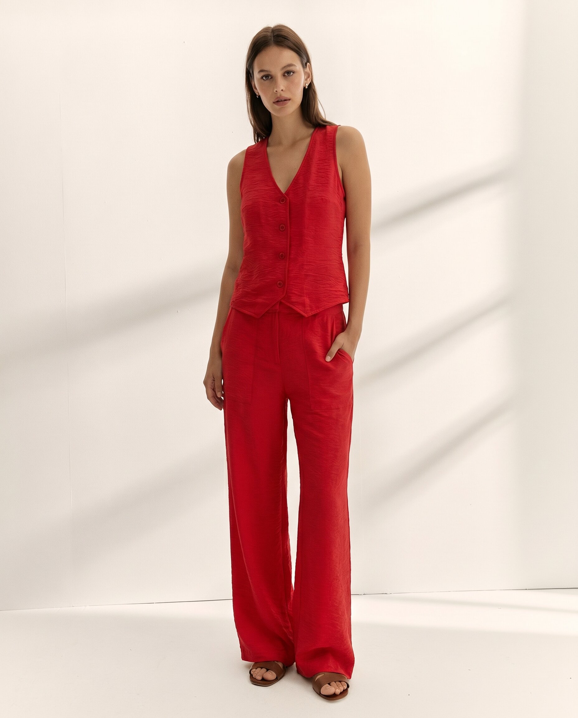 Top de mujer efecto chaleco - Paz Torras - Rojo Rojo-1