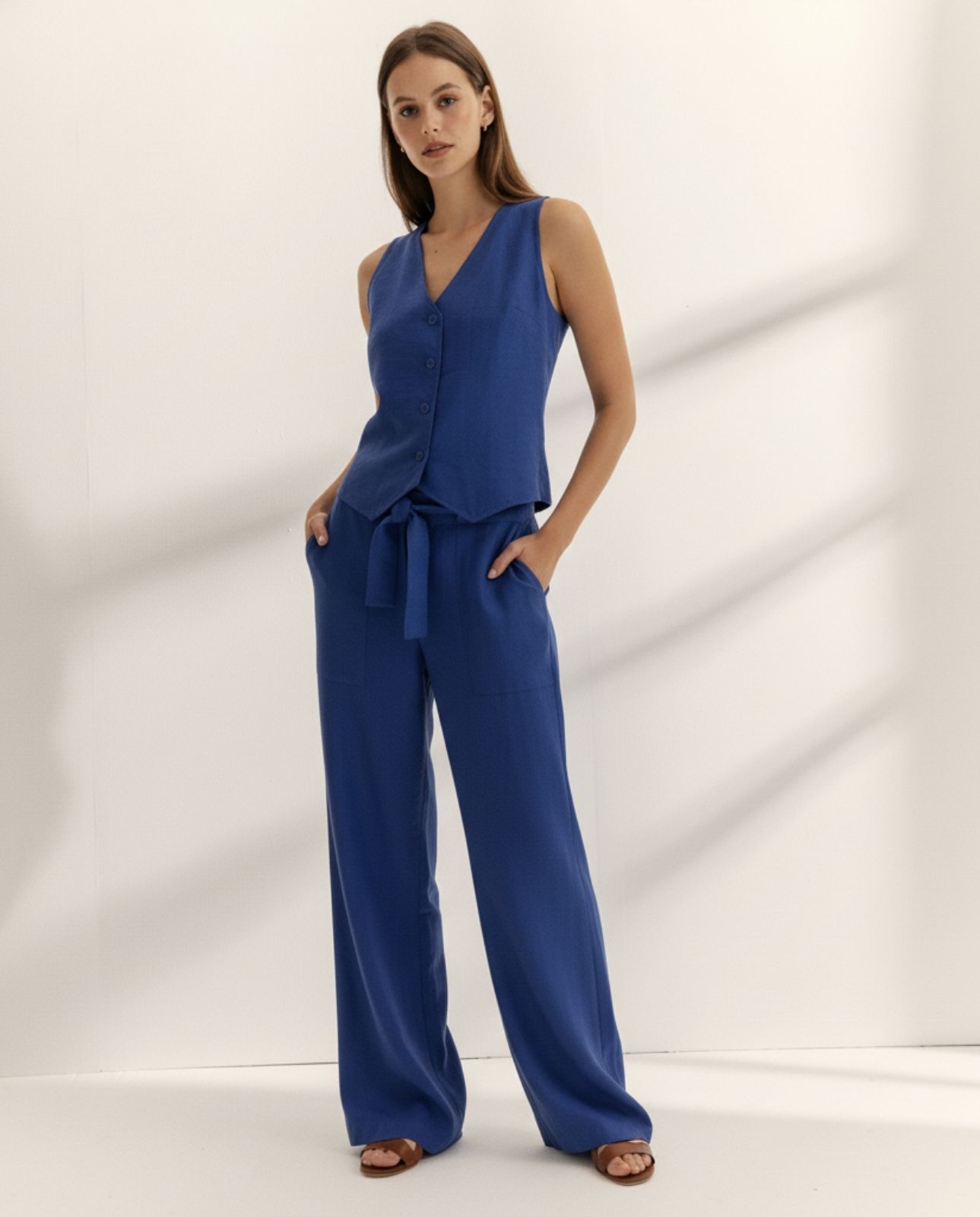 Top de mujer efecto chaleco - Paz Torras - Azul Azul-1
