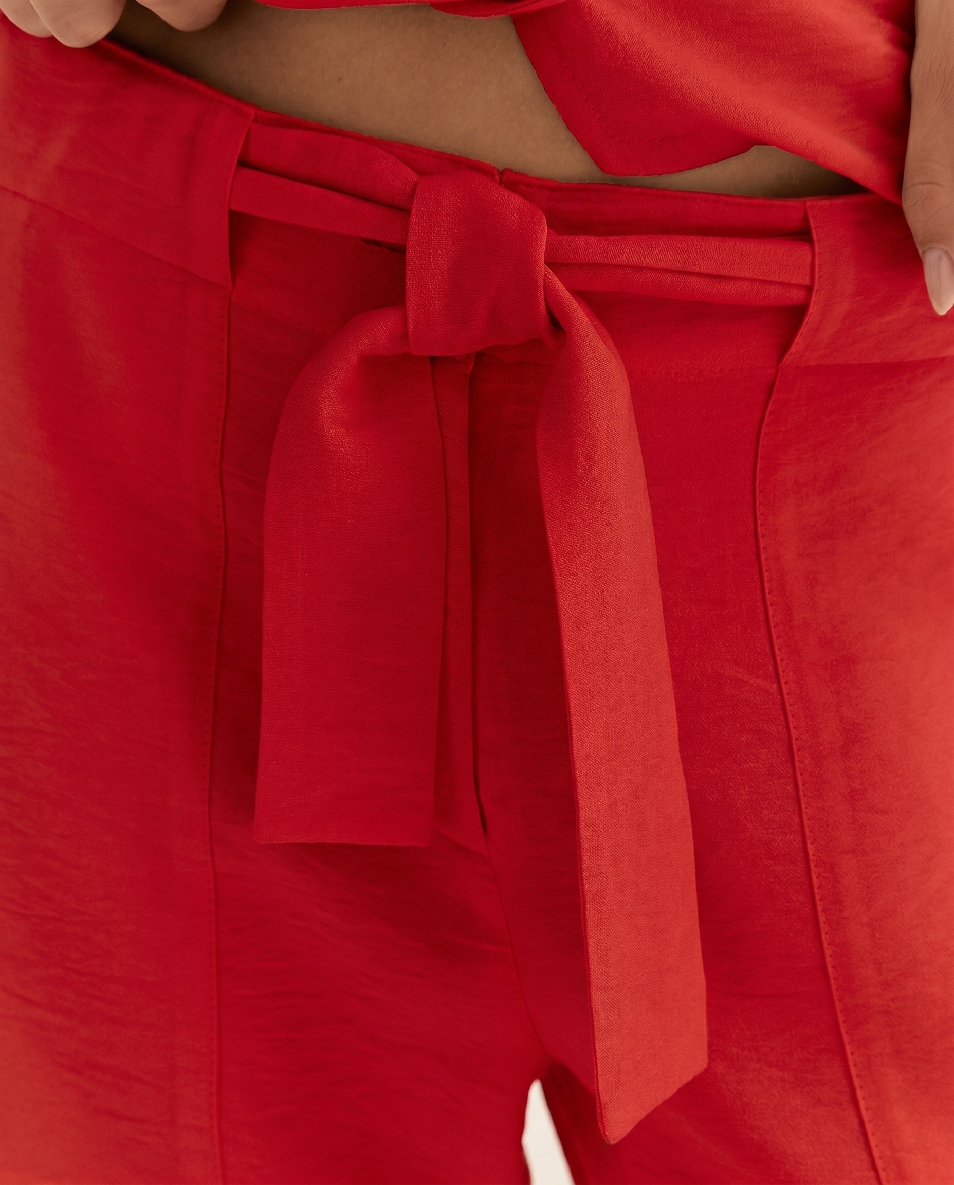 Pantalones anchos de mujer liso - Paz Torras - Rojo Rojo-5