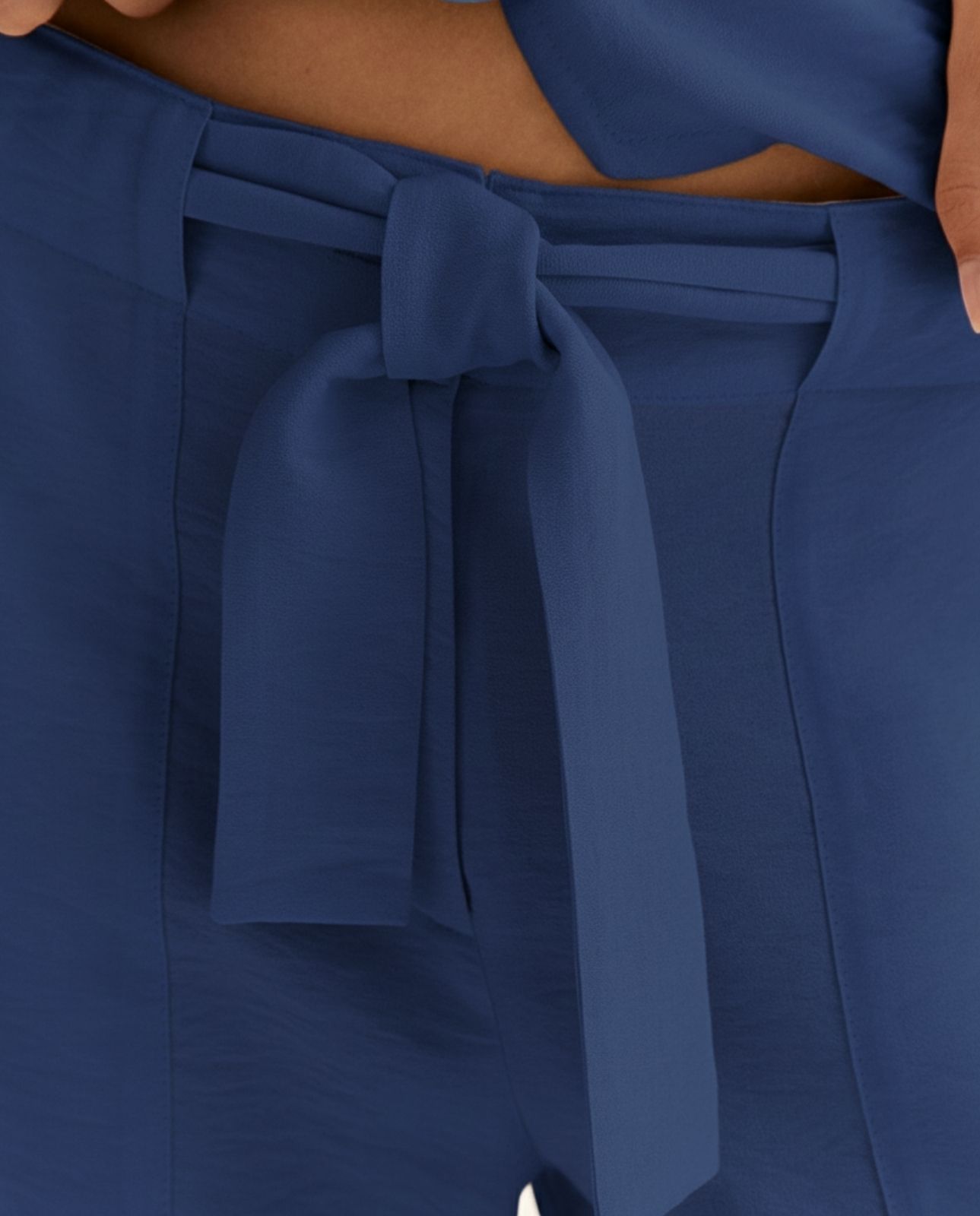 Pantalones anchos de mujer liso - Paz Torras - Azulón Azulón-5