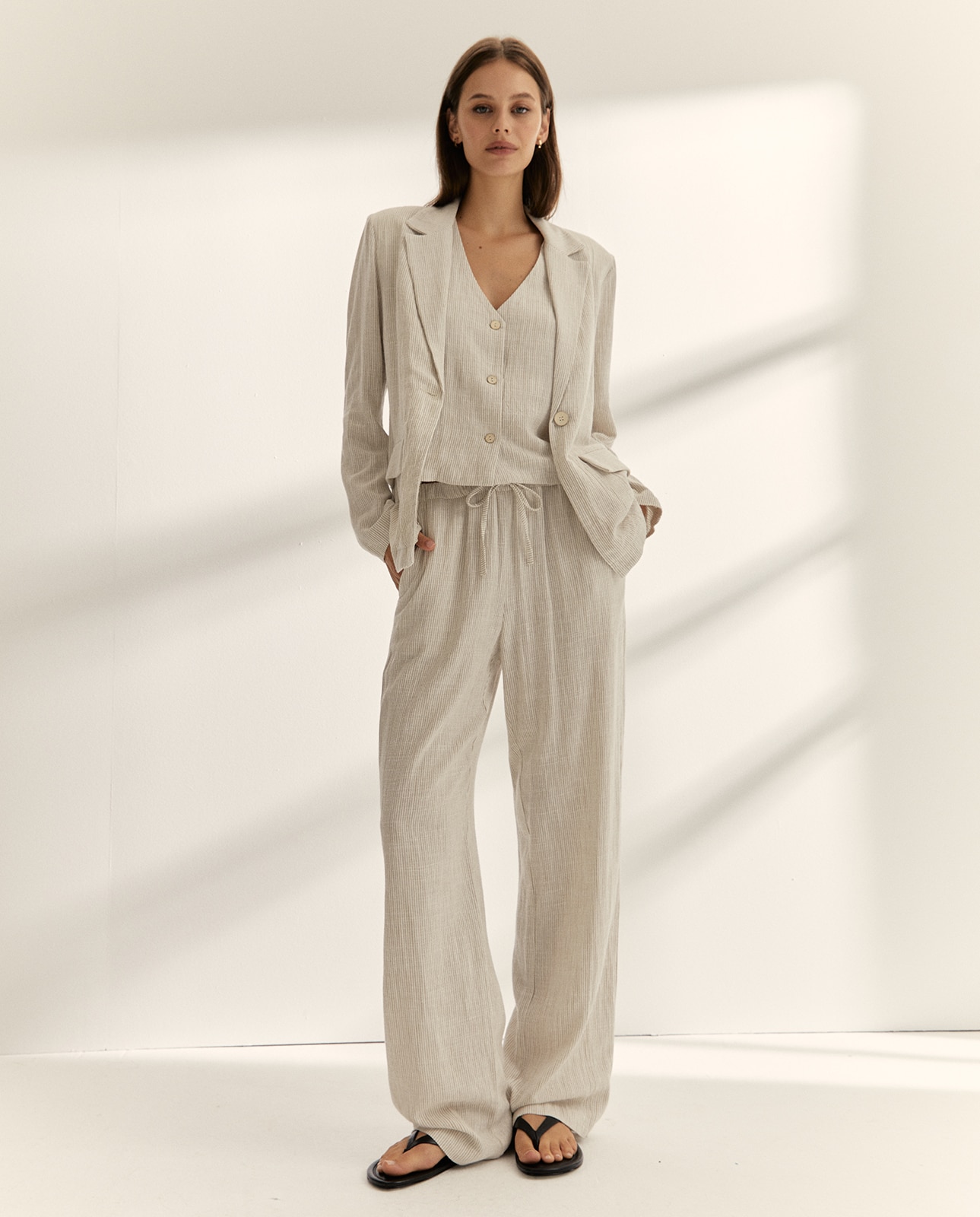 Paz Torras - Blazer de mujer estampado mil rayas manga larga.