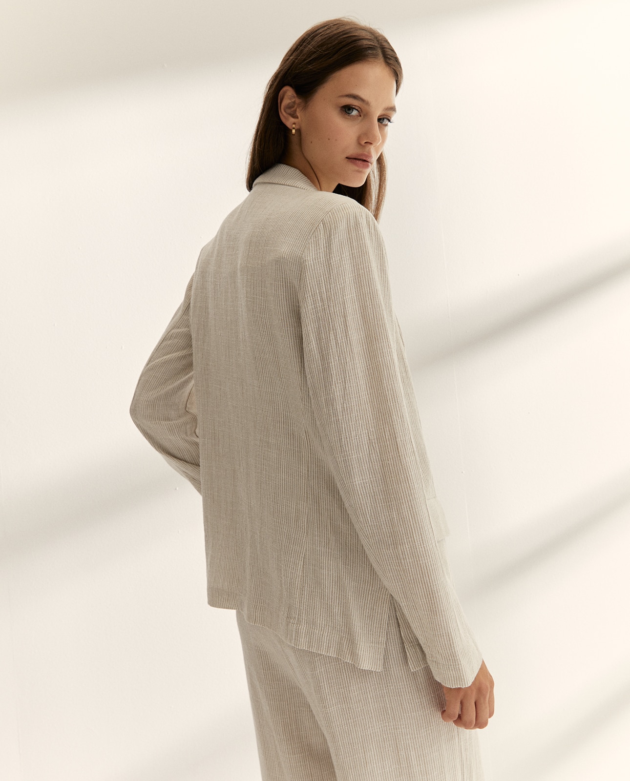 Blazer de mujer estampado mil rayas manga larga - Paz Torras - Natural Natural-3