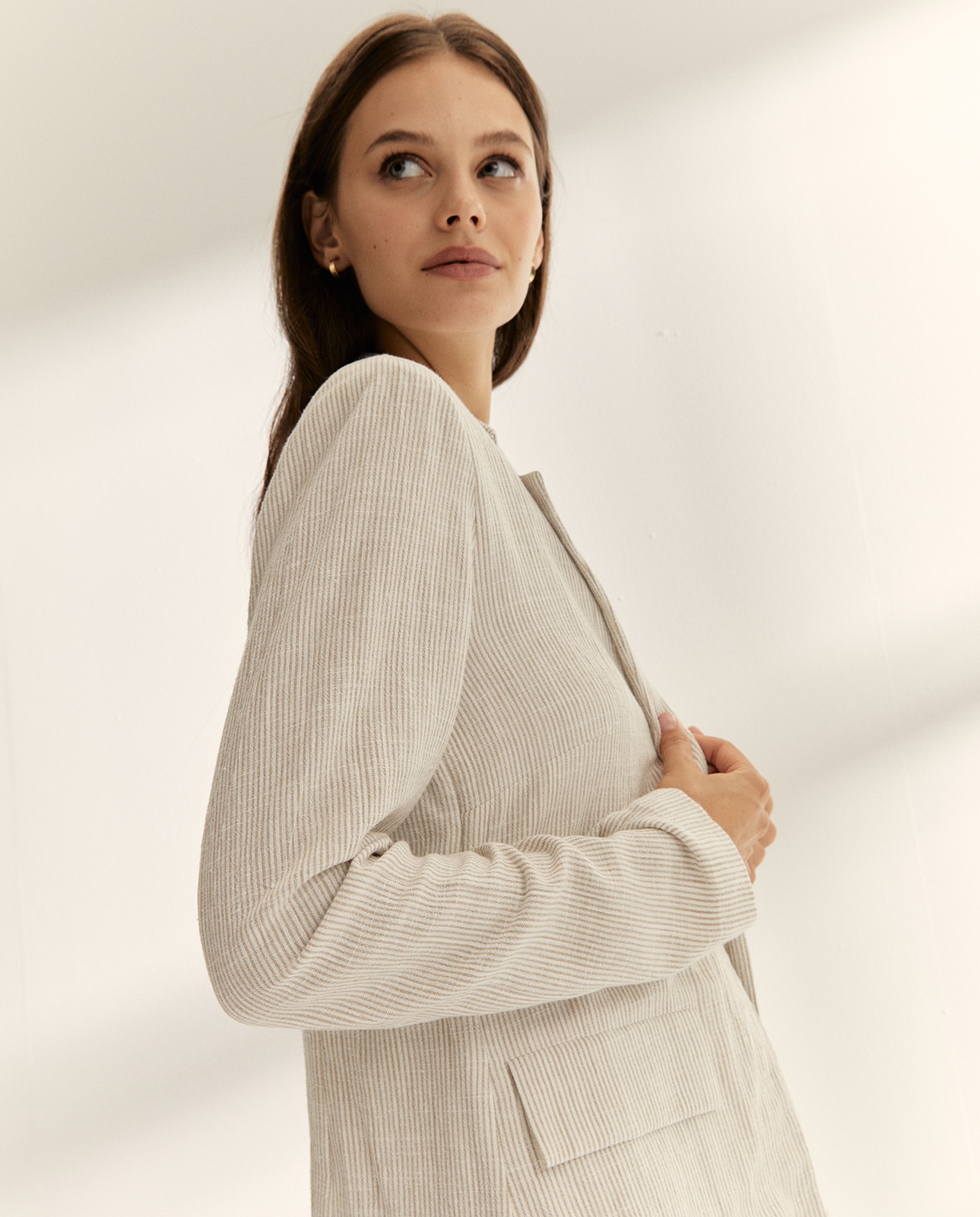 Blazer de mujer estampado mil rayas manga larga - Paz Torras - Natural Natural-4