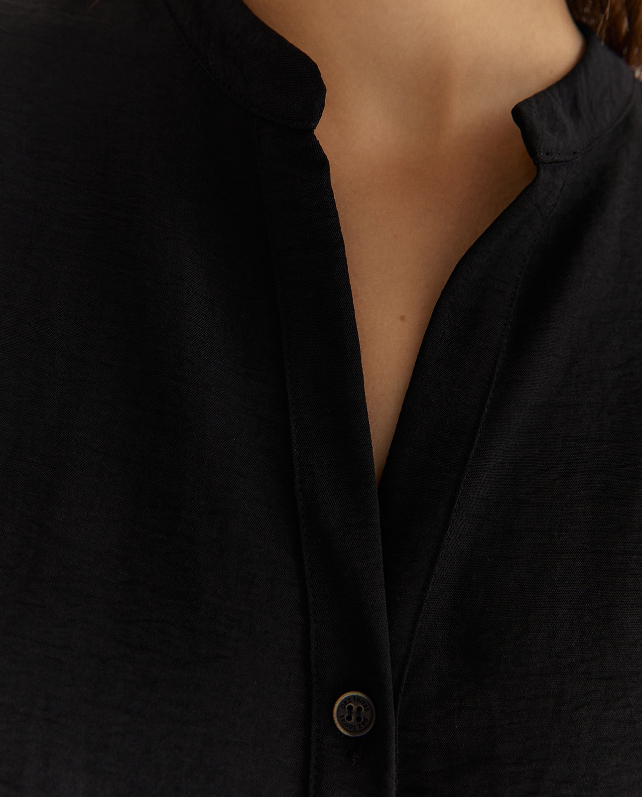 Camisa de mujer cuello mao manga corta - Paz Torras - Negro Negro-5