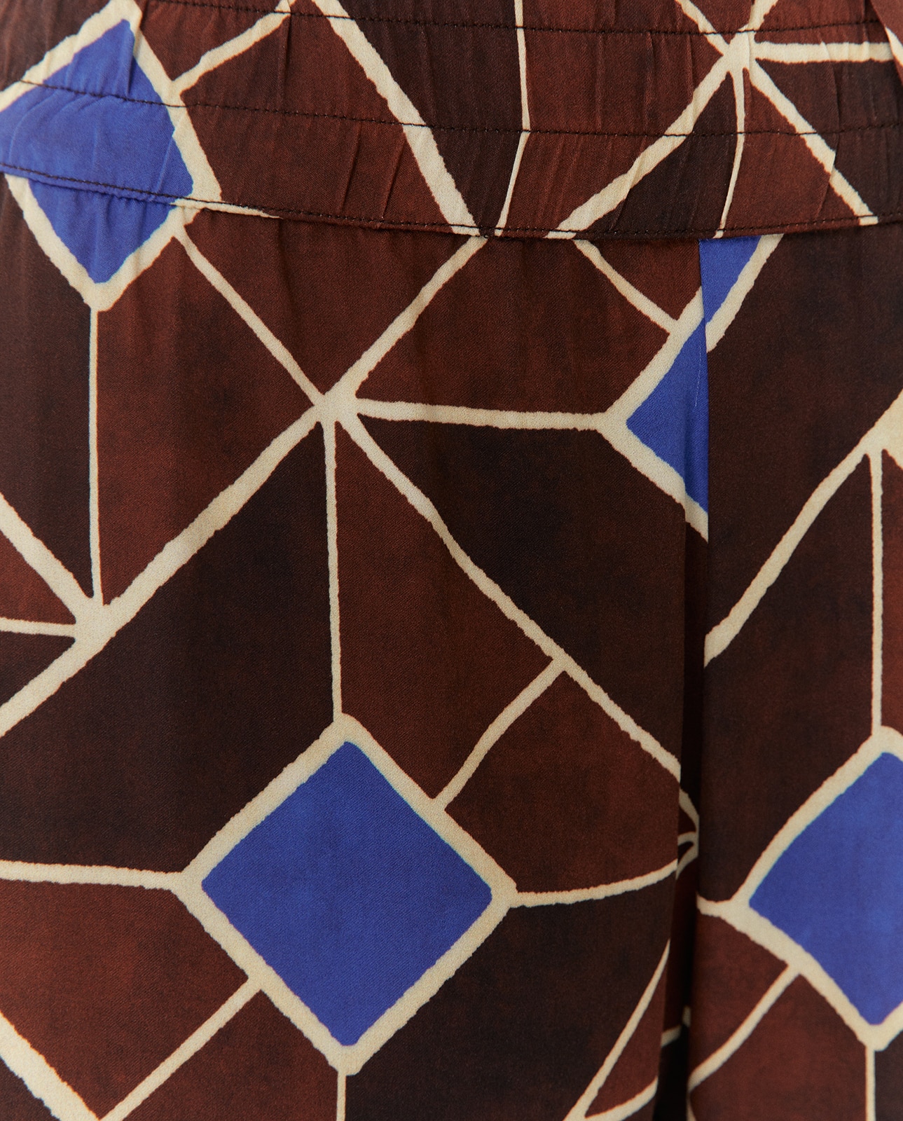 Pantalones anchos de mujer con estampado geométrico - Paz Torras - Marrón Marrón-5