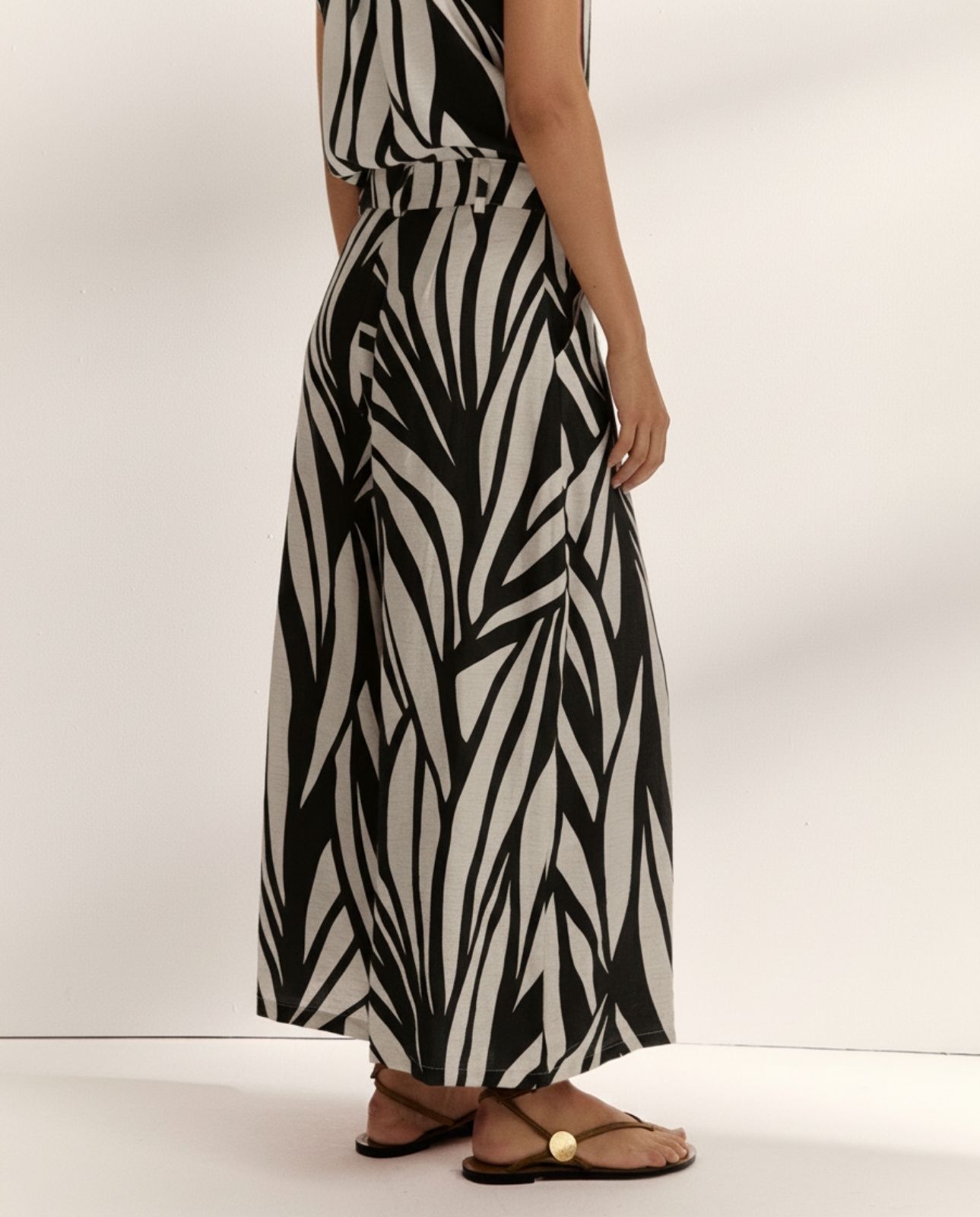 Pantalones anchos de mujer estampado grande - Paz Torras - Negro / Blanco Negro / Blanco-3