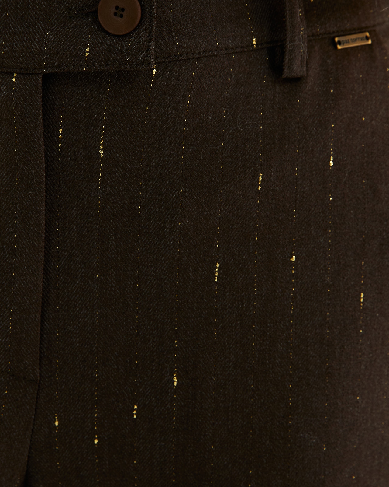 Pantalón recto de mujer tejido fantasía - Paz Torras - Marrón oscuro Marrón oscuro-5