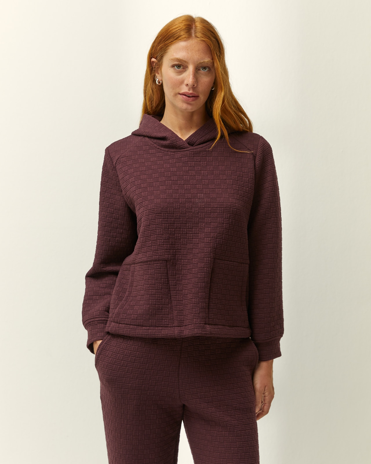 Sudadera de mujer con capucha y bolsillos - Paz Torras - Burdeos Burdeos-2