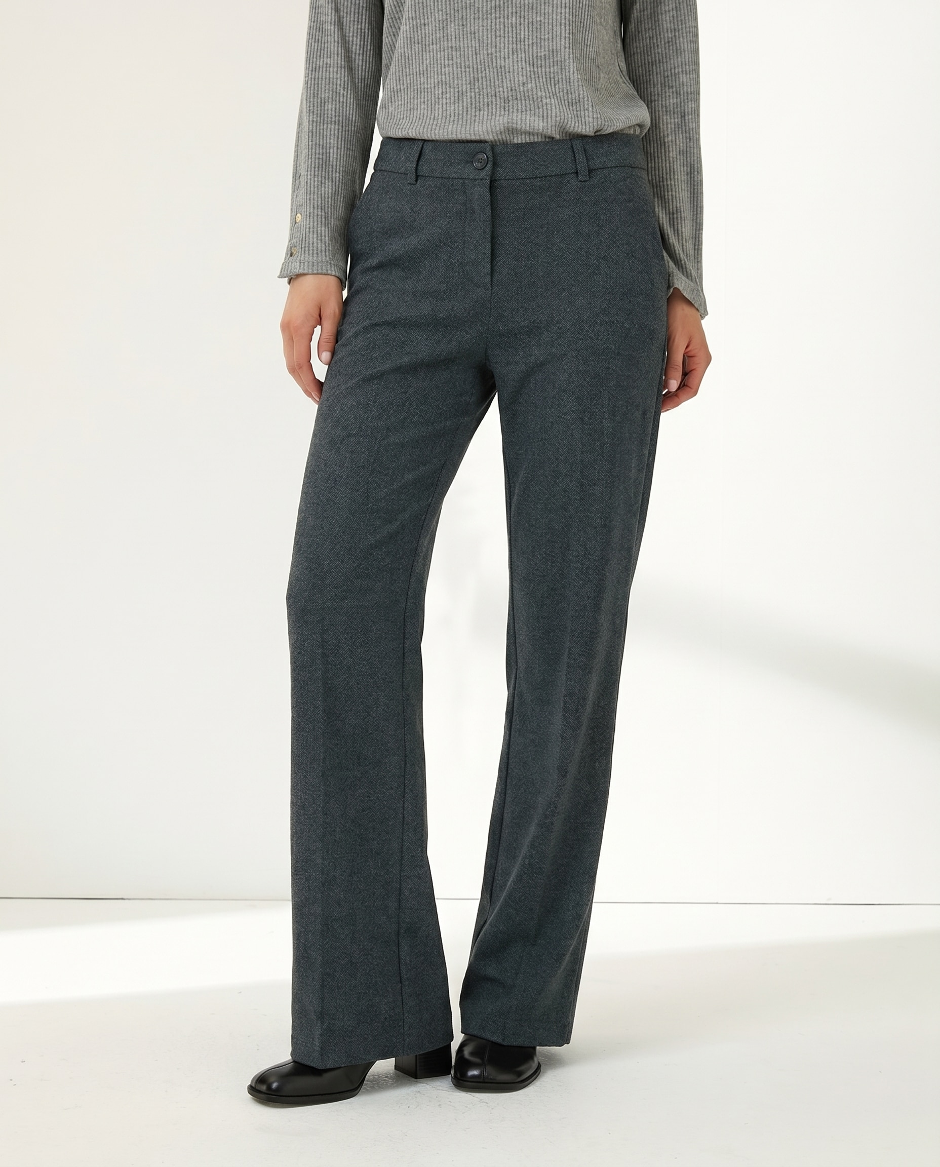 Pantalón recto de mujer corte básico - Paz Torras - Gris Gris-2