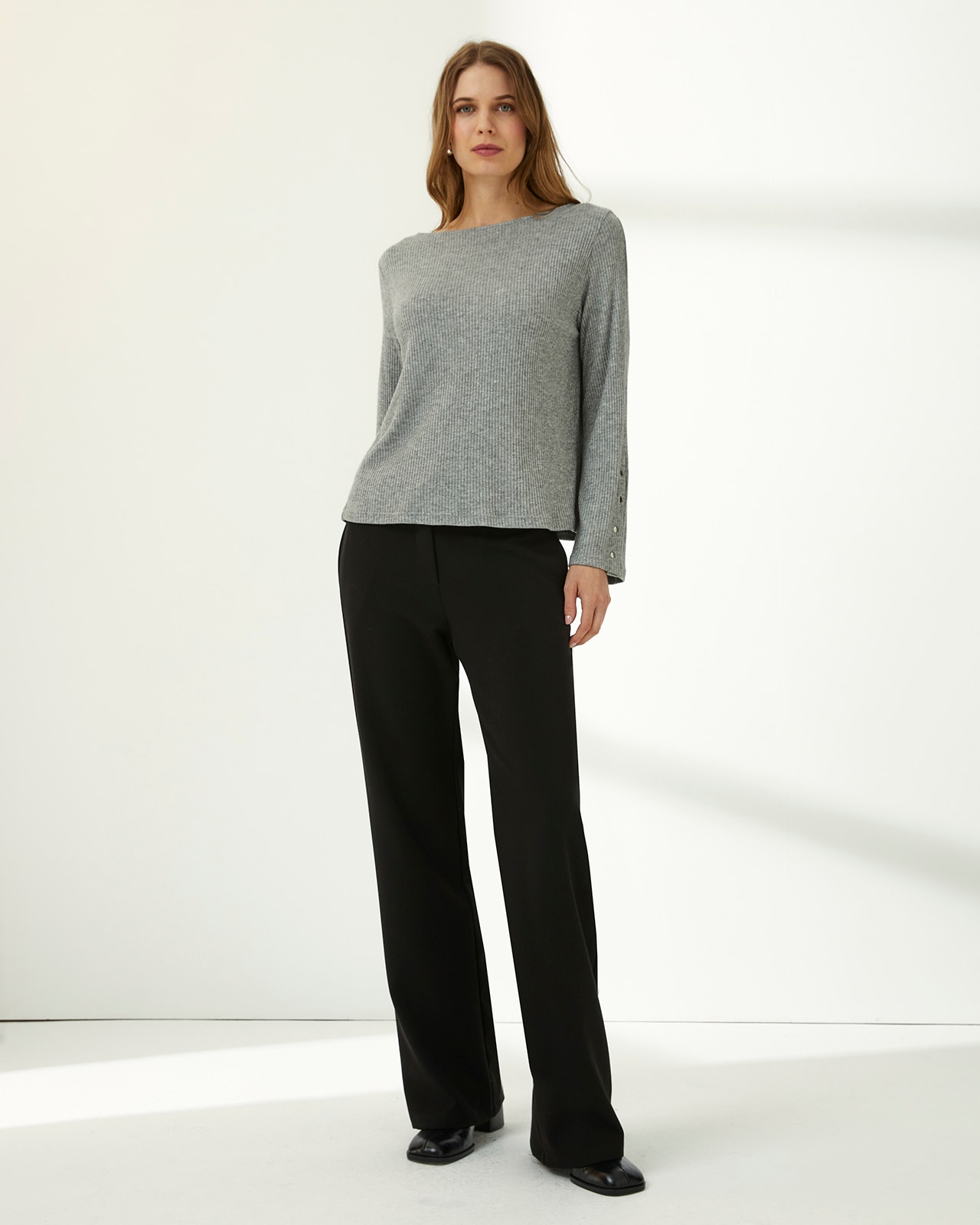 Pantalón recto de mujer corte básico - Paz Torras - Negro Negro-1
