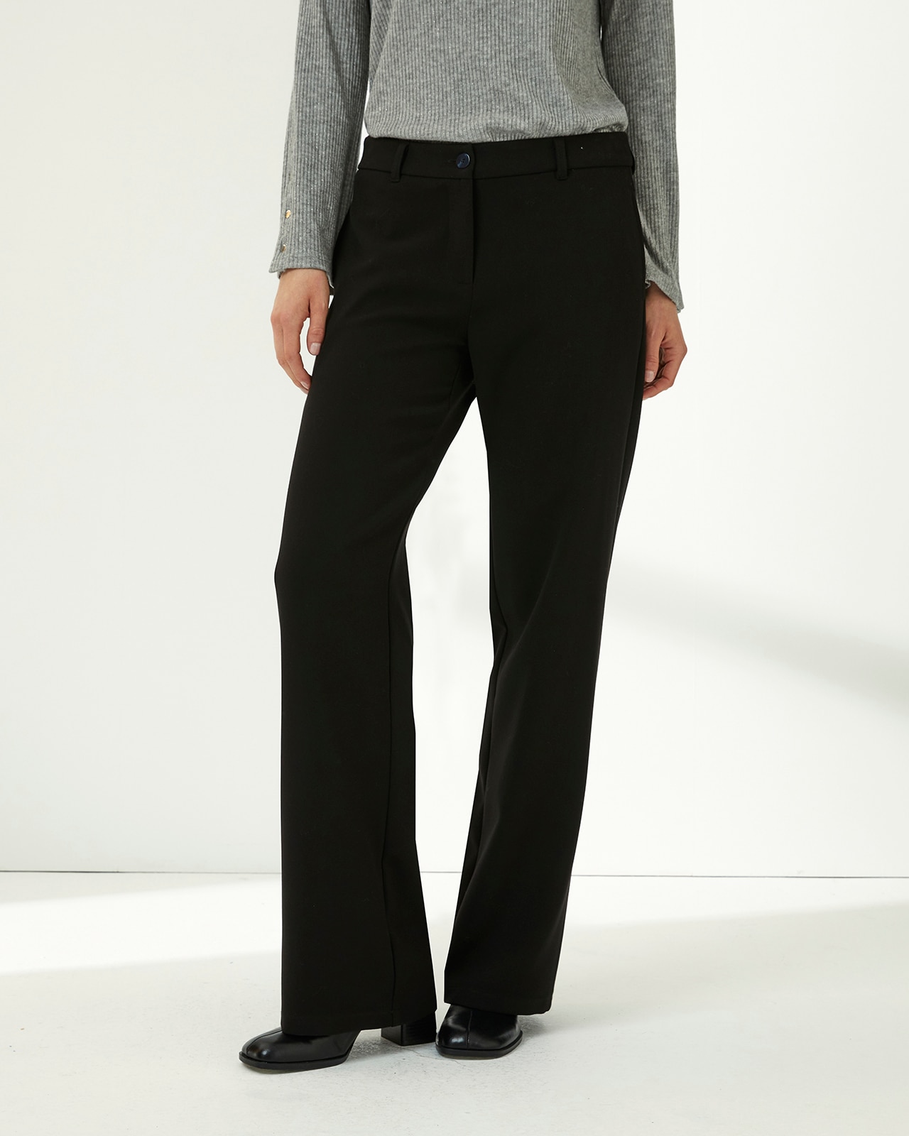 Pantalón recto de mujer corte básico - Paz Torras - Negro Negro-2