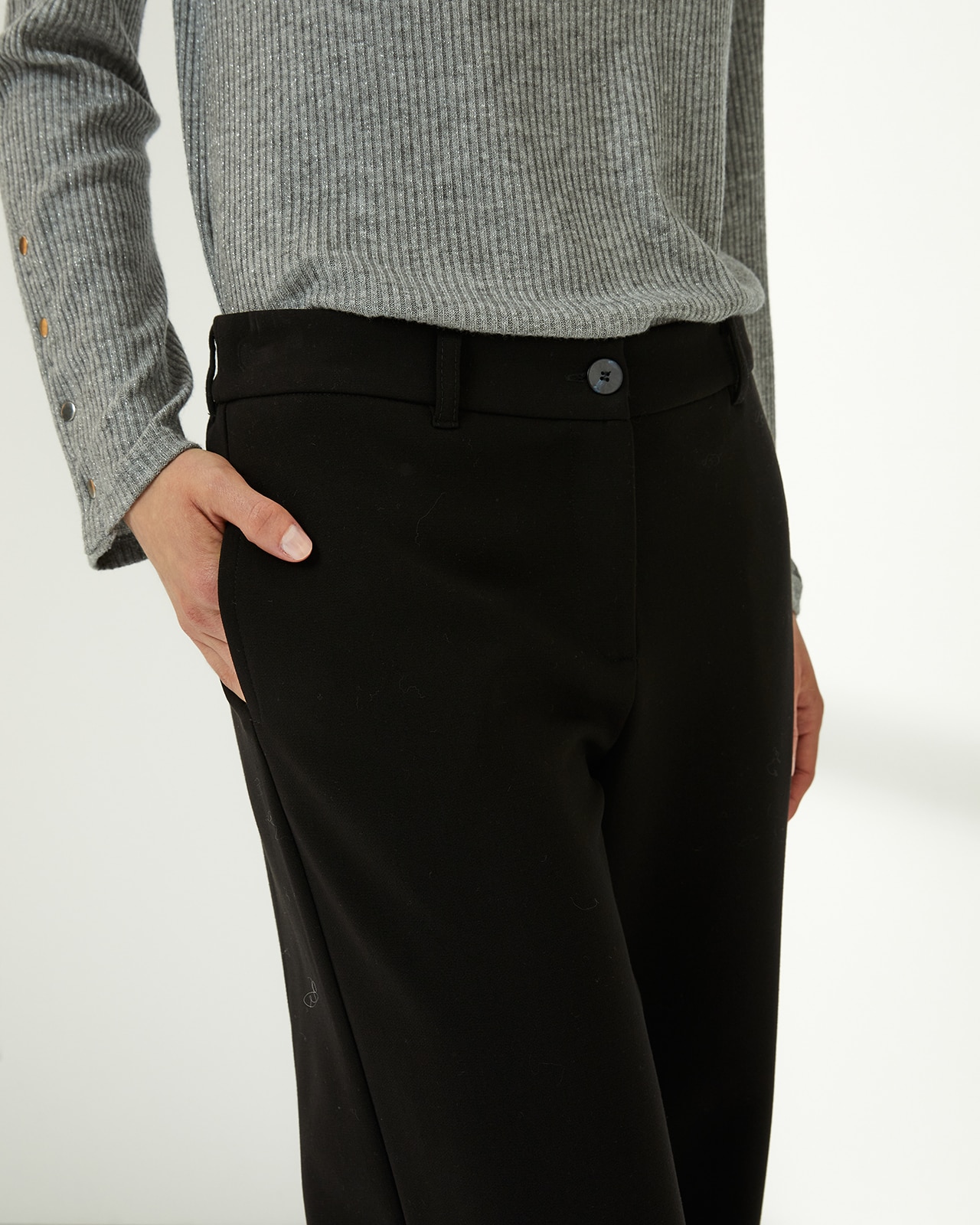 Pantalón recto de mujer corte básico - Paz Torras - Negro Negro-4