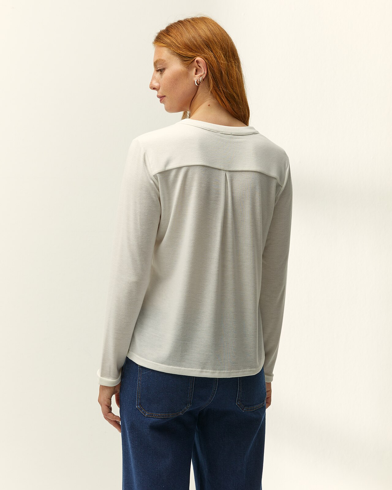 Camiseta de mujer cuello redondo manga larga - Paz Torras - Crudo Crudo-3