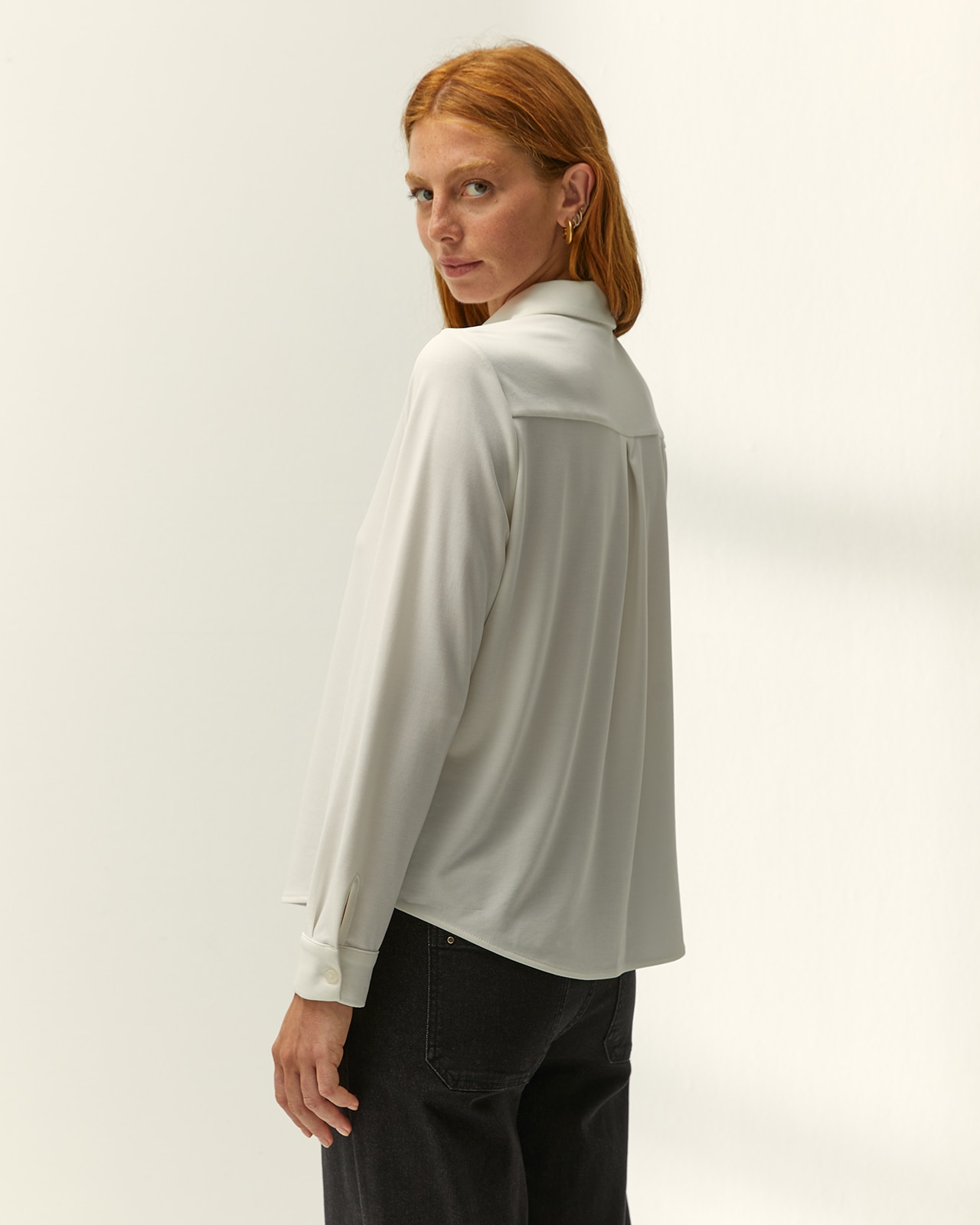Camisa de mujer básica punto liso - Paz Torras - Crudo Crudo-3
