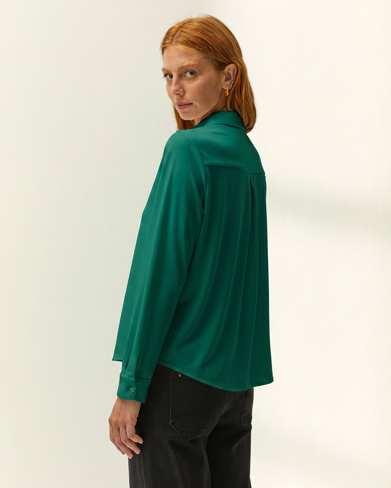 Camisa de mujer básica punto liso - Paz Torras - Verde Verde-3