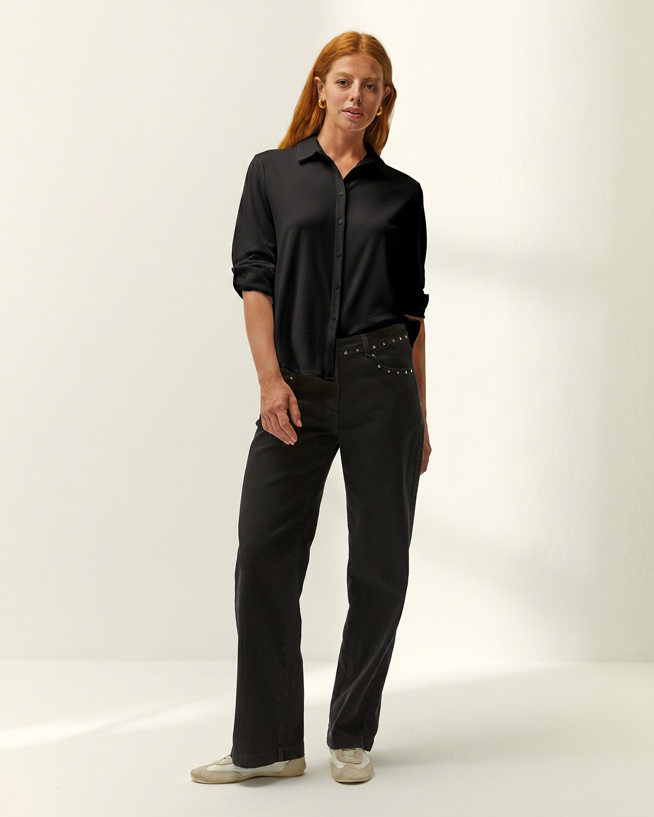 Camisa de mujer básica punto liso - Paz Torras - Negro Negro-1