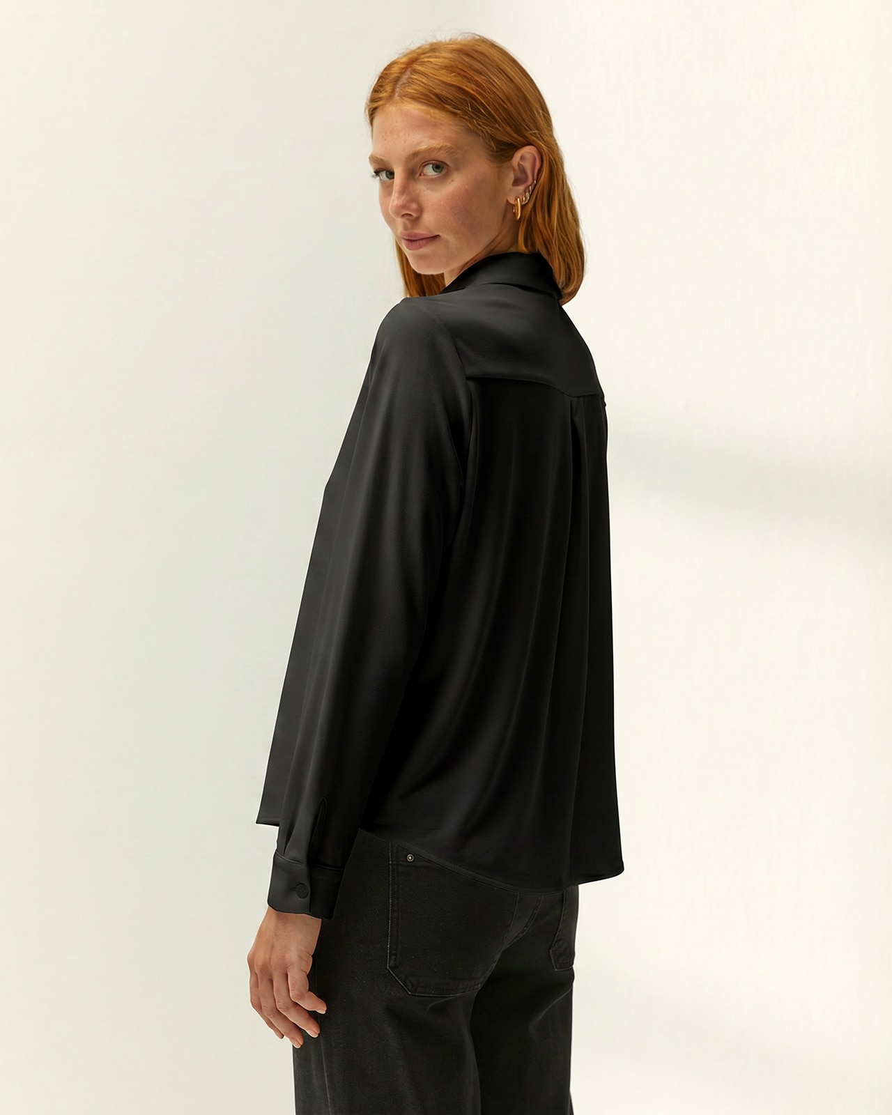 Camisa de mujer básica punto liso - Paz Torras - Negro Negro-3