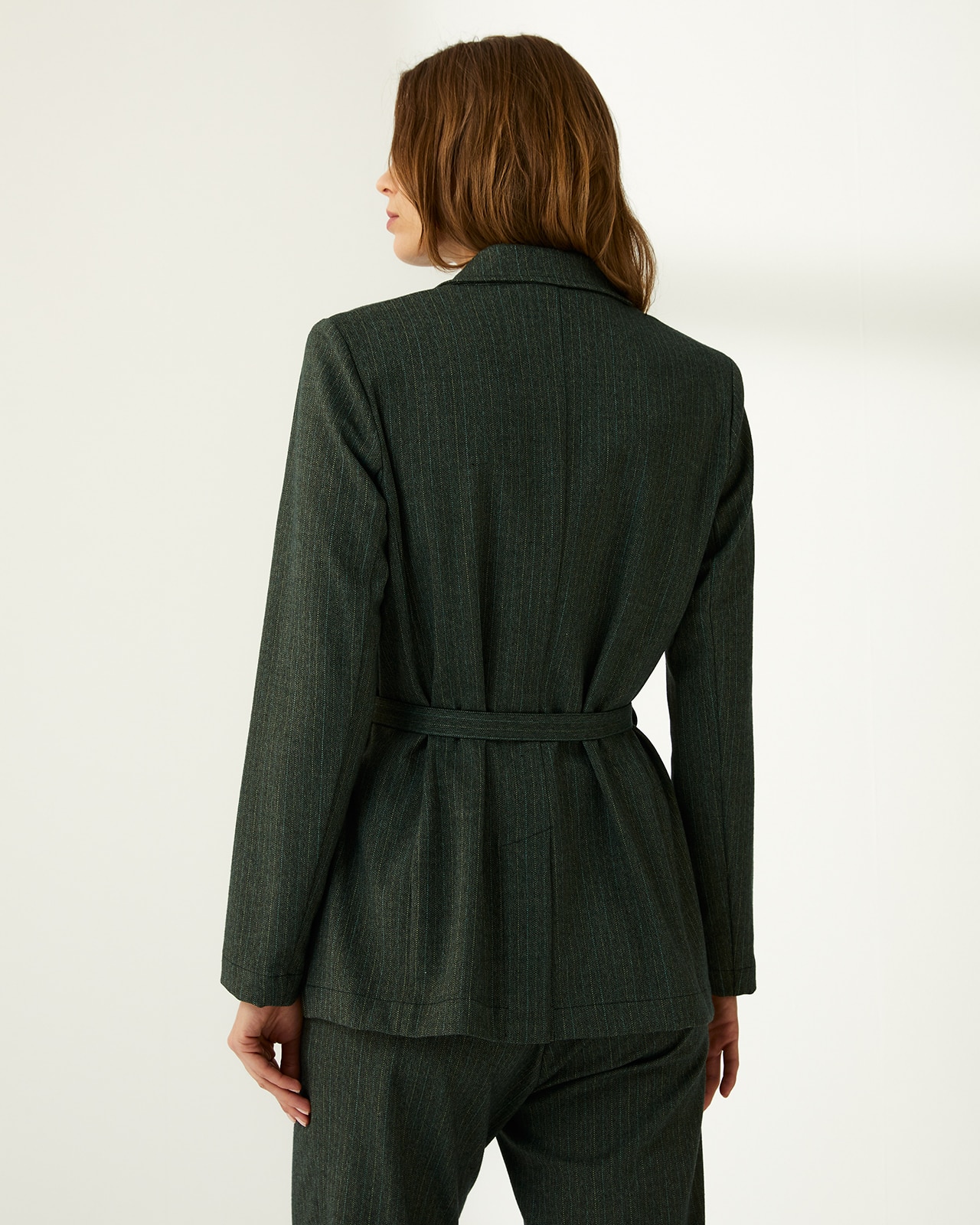Blazer de mujer corte recto estampado rayas - Paz Torras - Verde Verde-3