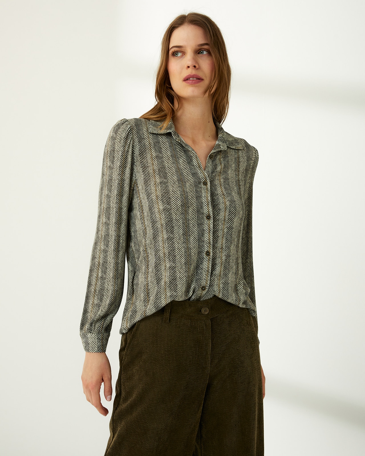 Camisa de mujer punto estampado - Paz Torras - Kaki Kaki-2