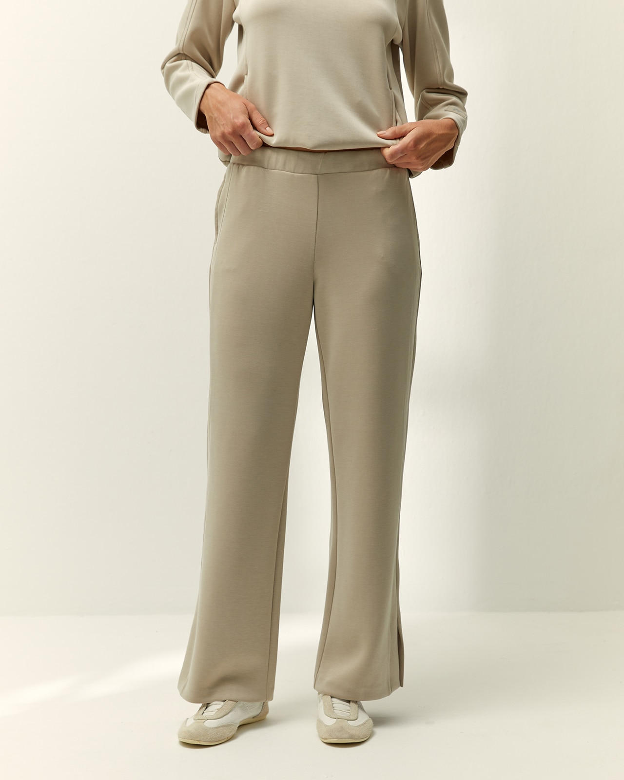 Pantalón recto de mujer punto liso cintura elástica - Paz Torras - Piedra Piedra-2