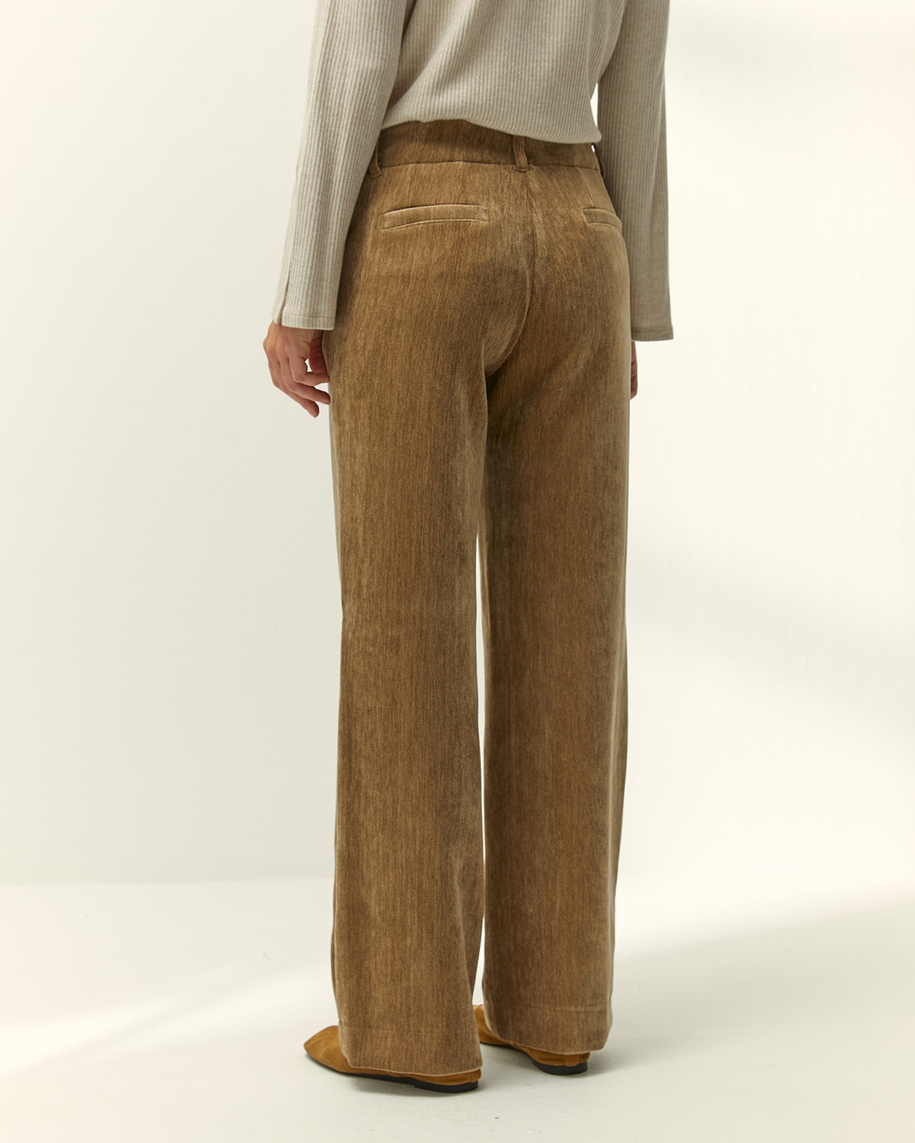 Pantalón recto de mujer efecto ante - Paz Torras - Beige Beige-3