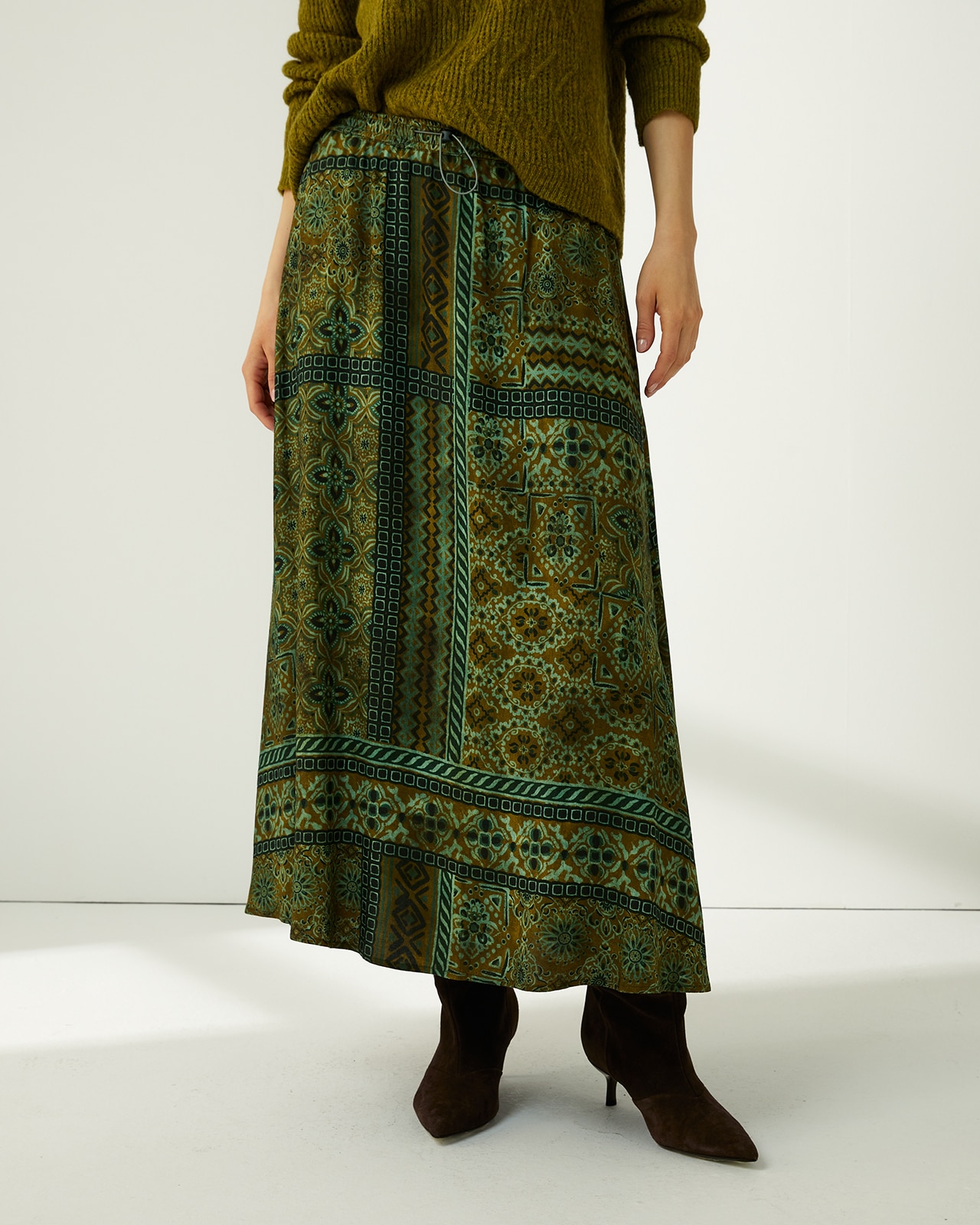 Falda estampada cintura elástica - Paz Torras - Verde Verde-2