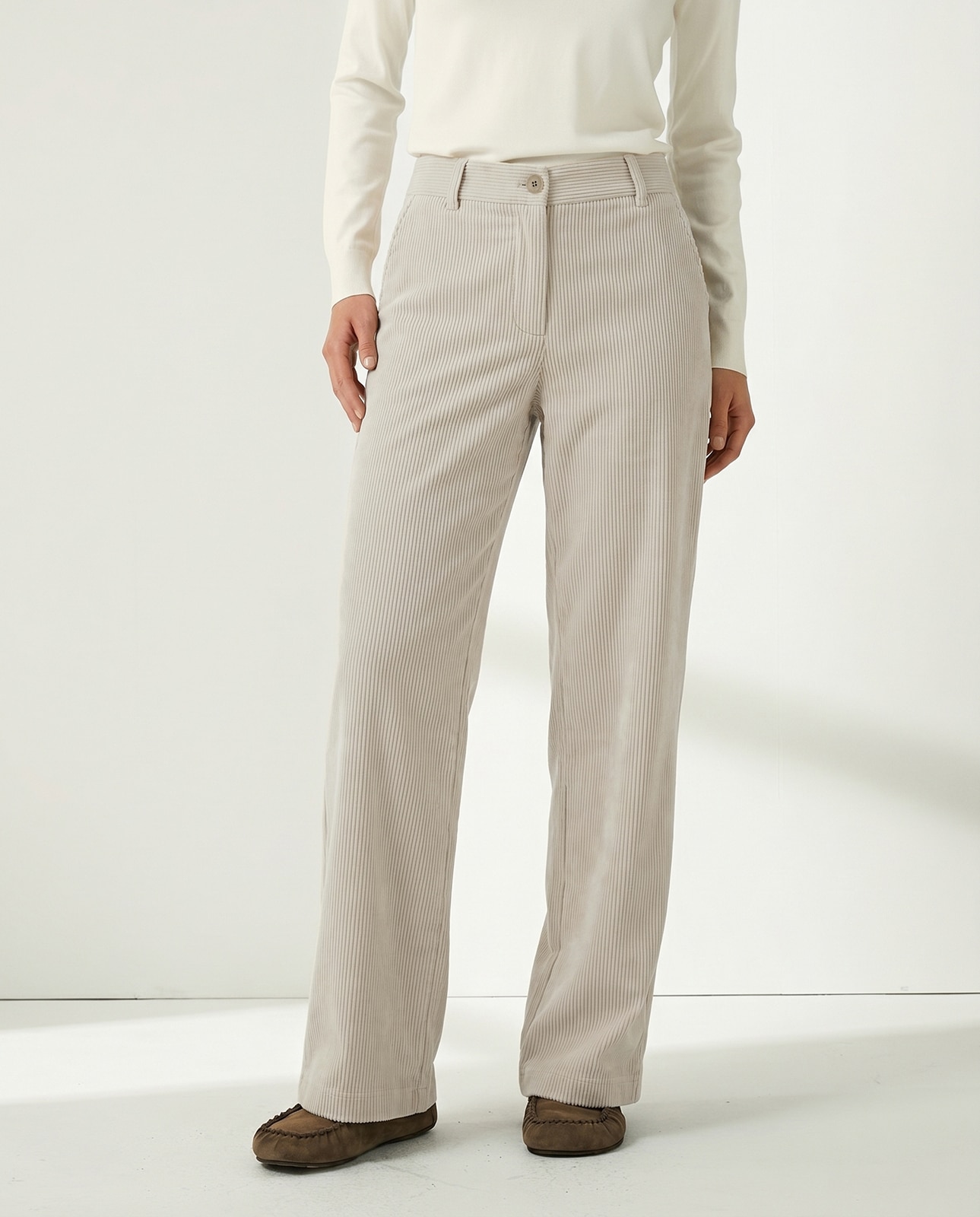 Pantalón recto de mujer de pana - Paz Torras - Crudo Crudo-2