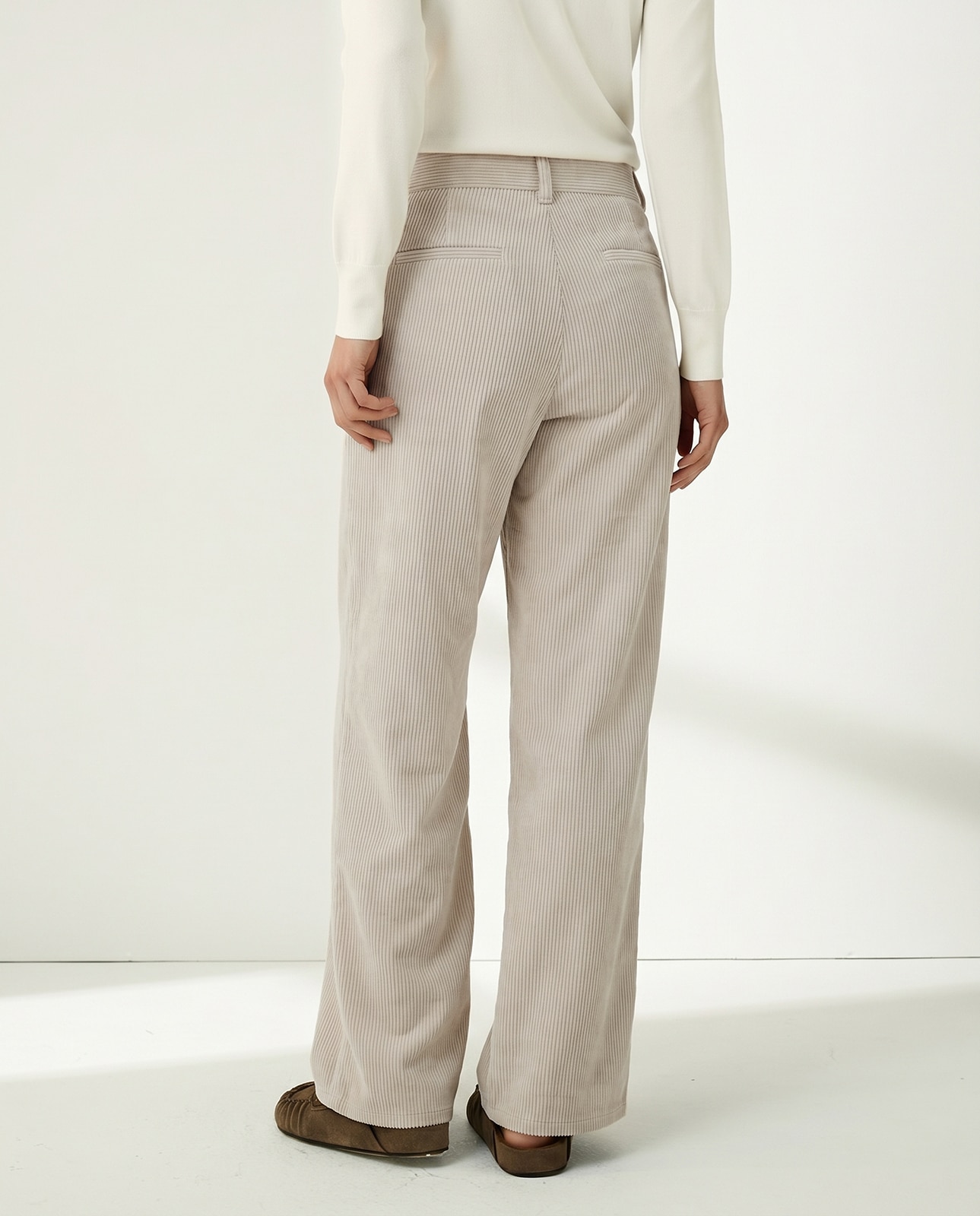 Pantalón recto de mujer de pana - Paz Torras - Crudo Crudo-3
