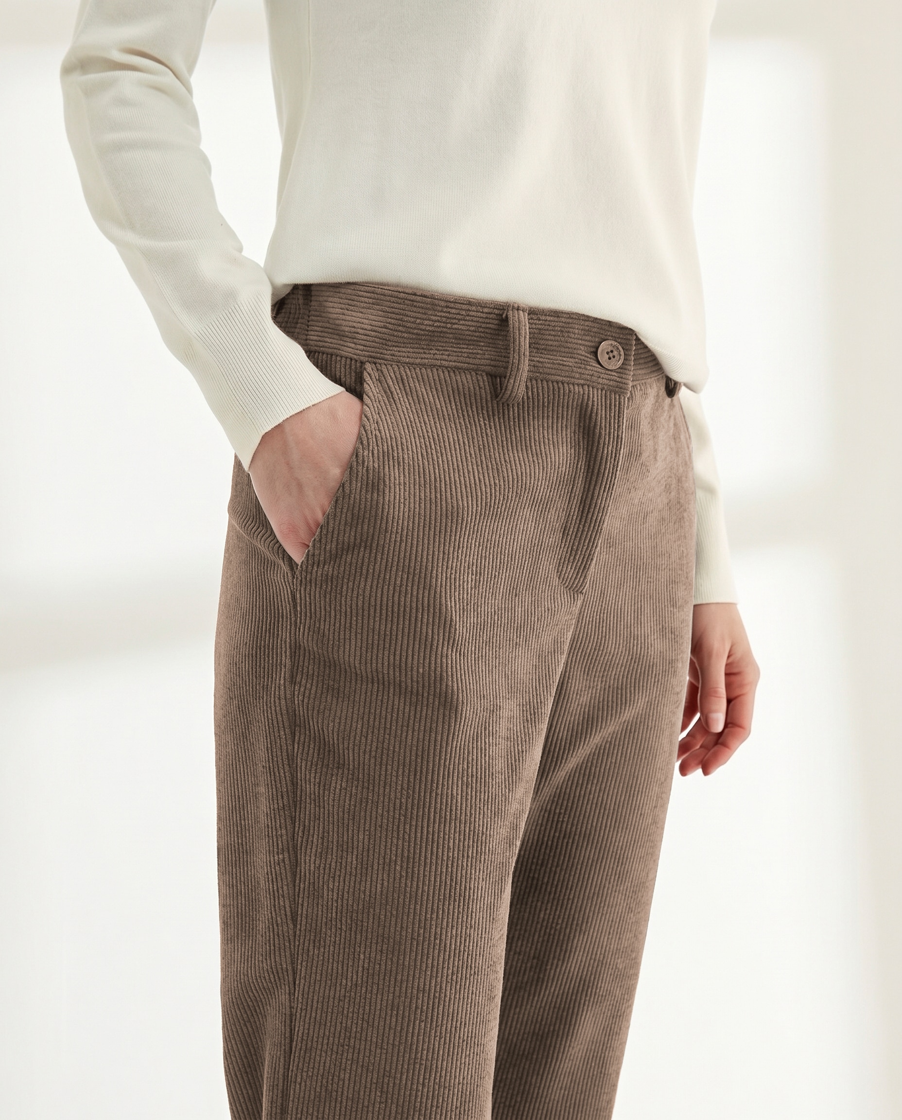 Pantalón tobillero de mujer pana cintura elástica - Paz Torras - Topo Topo-4