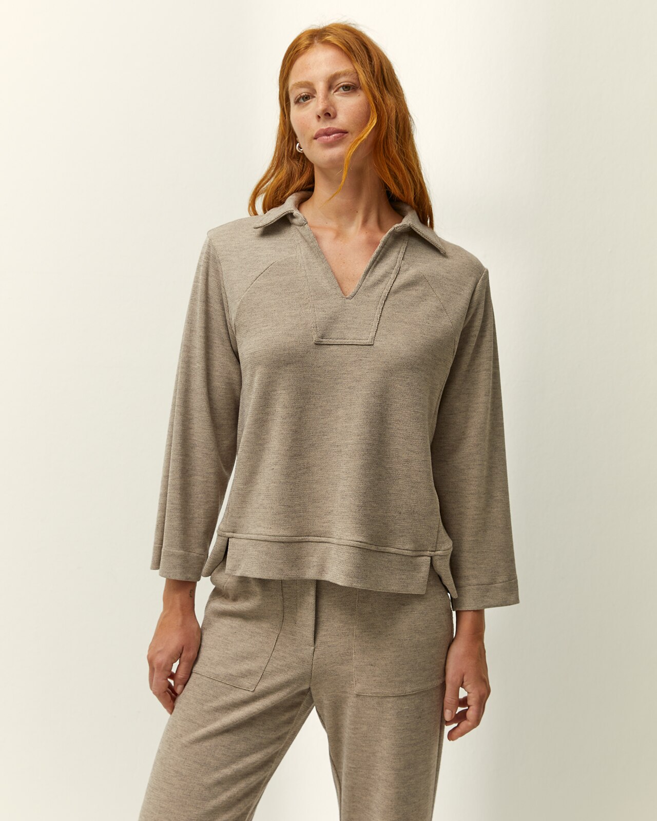 Camiseta de mujer cuello polo manga larga - Paz Torras - Piedra Piedra-2