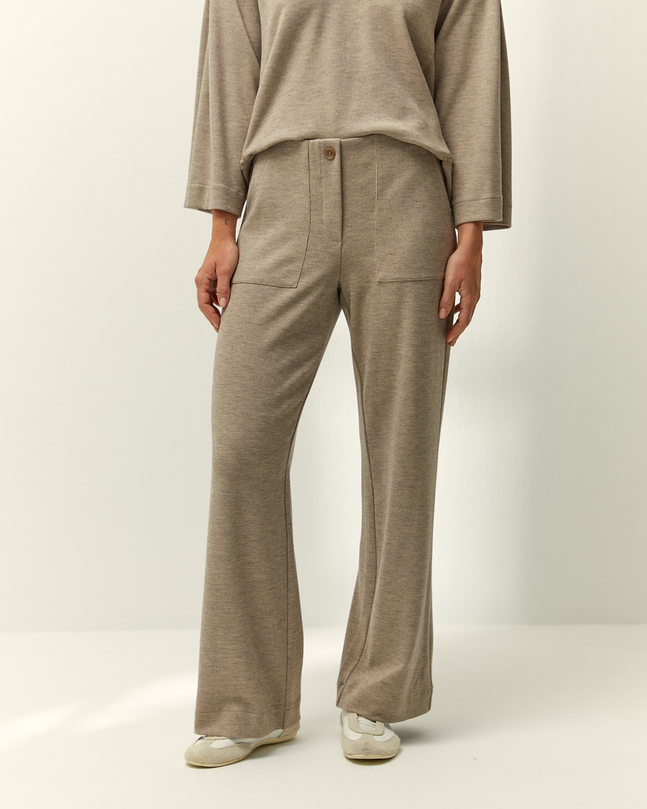 Pantalón ancho de mujer punto liso cintura elástica - Paz Torras - Piedra Piedra-2