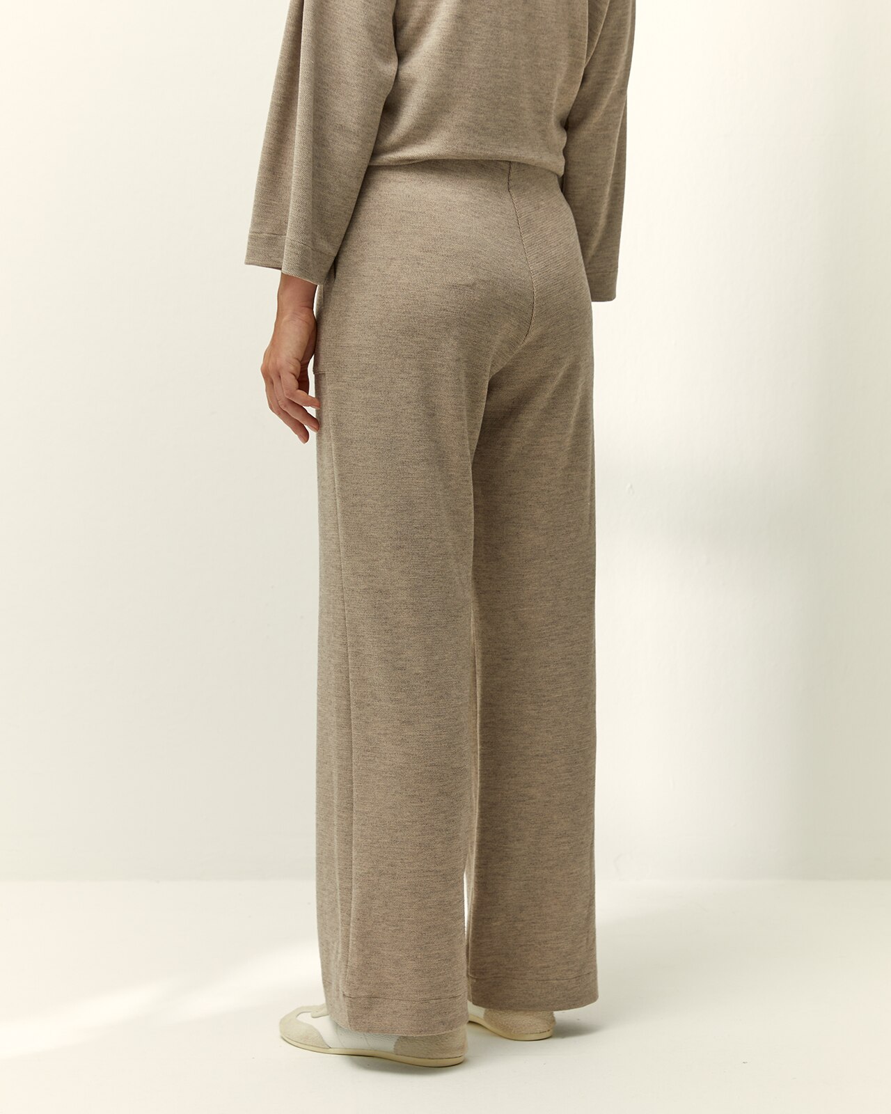 Pantalón ancho de mujer punto liso cintura elástica - Paz Torras - Piedra Piedra-3